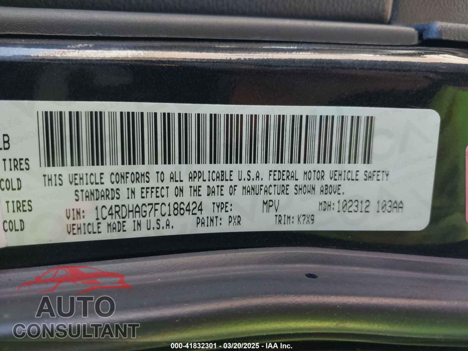 DODGE DURANGO 2015 - 1C4RDHAG7FC186424