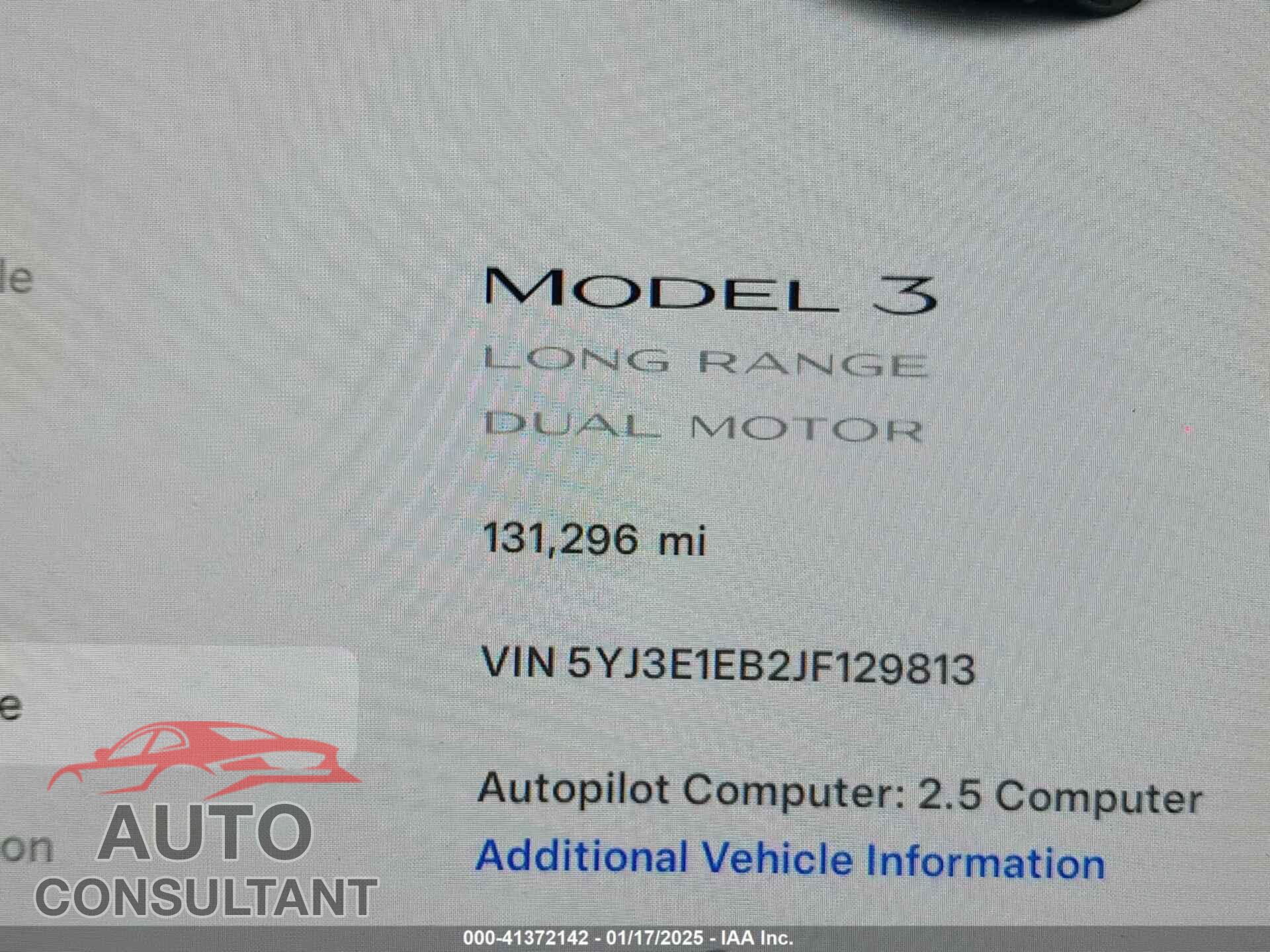 TESLA MODEL 3 2018 - 5YJ3E1EB2JF129813