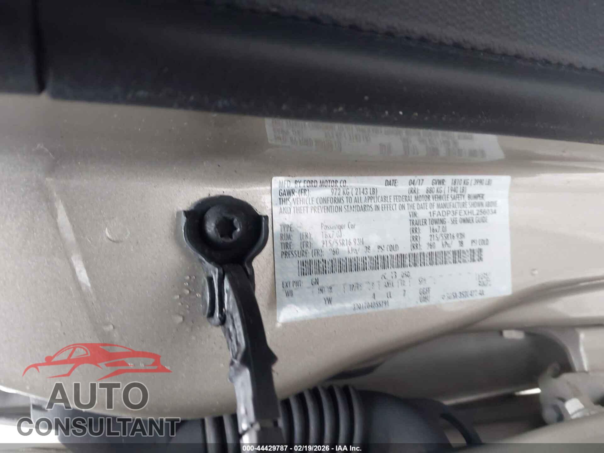 FORD FOCUS 2017 - 1FADP3FEXHL256034