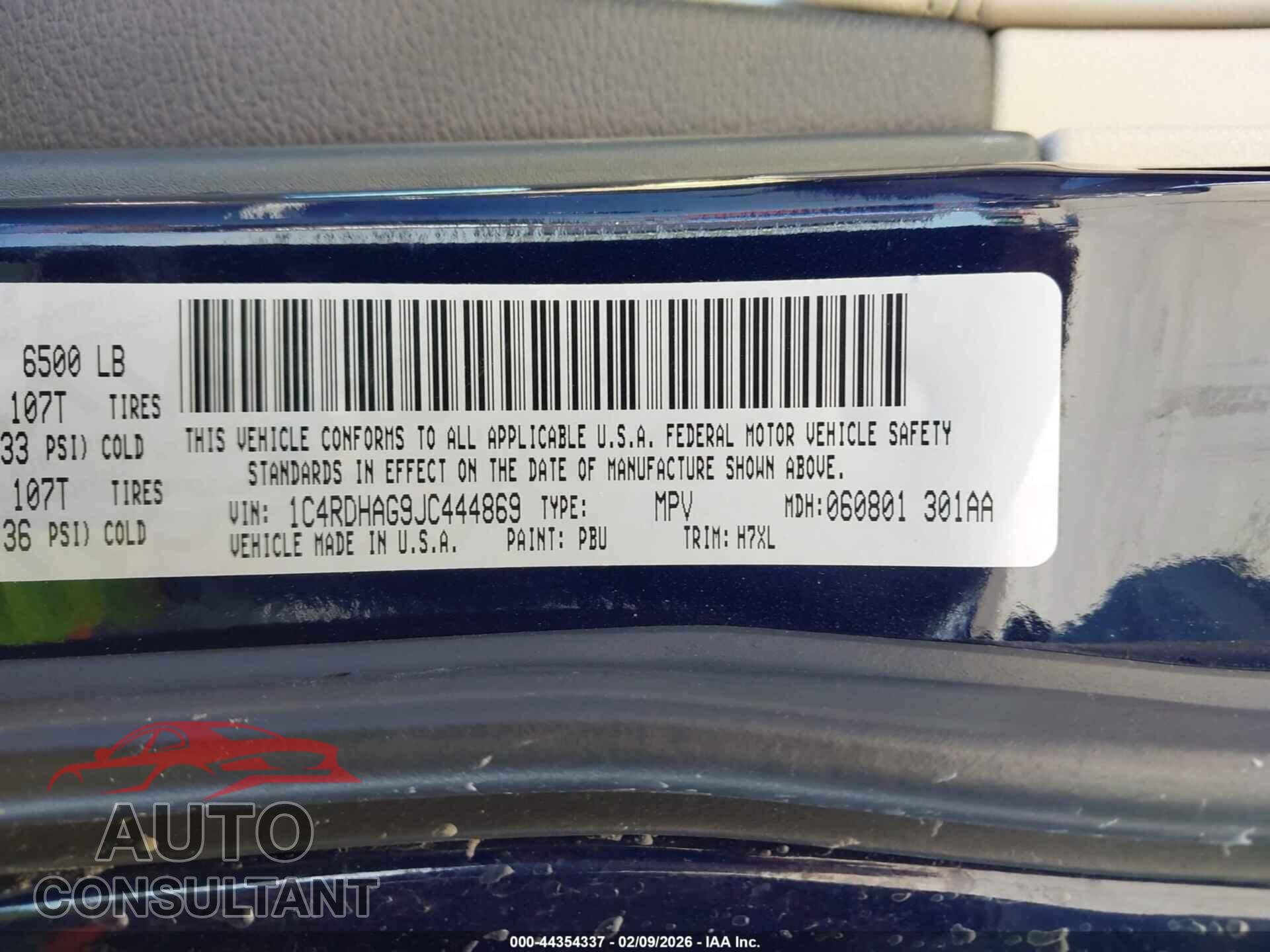 DODGE DURANGO 2018 - 1C4RDHAG9JC444869