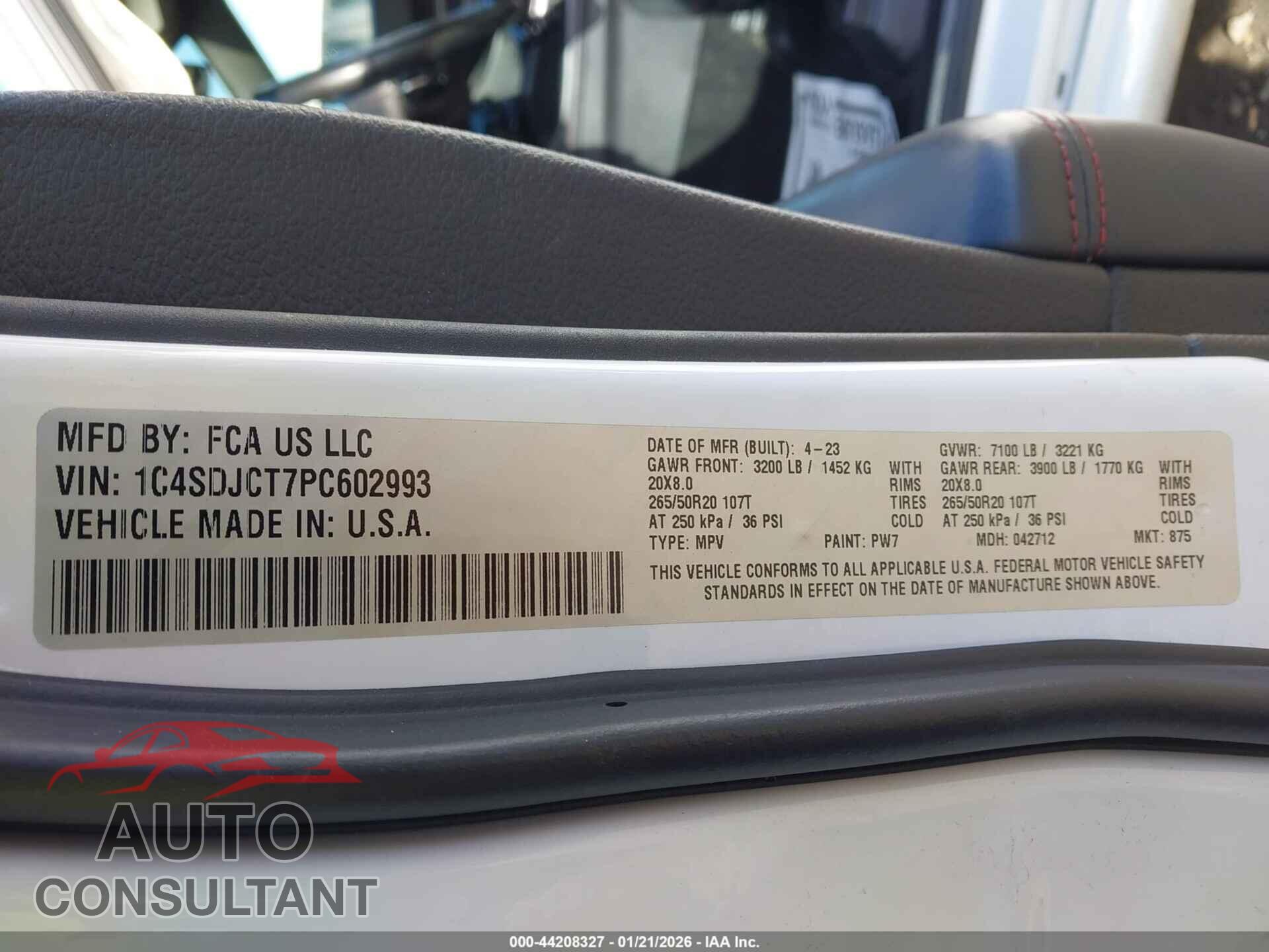 DODGE DURANGO 2023 - 1C4SDJCT7PC602993
