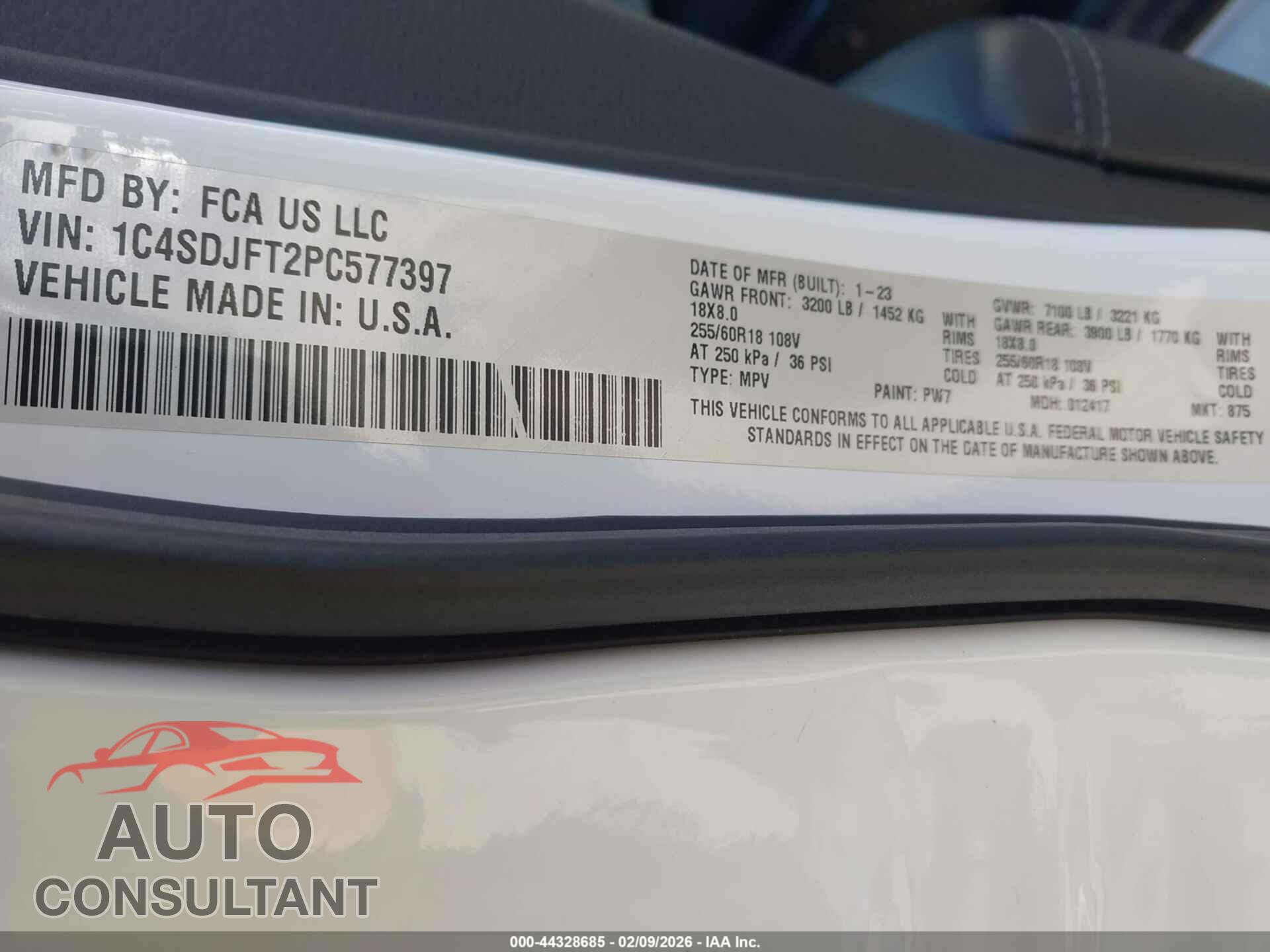 DODGE DURANGO 2023 - 1C4SDJFT2PC577397
