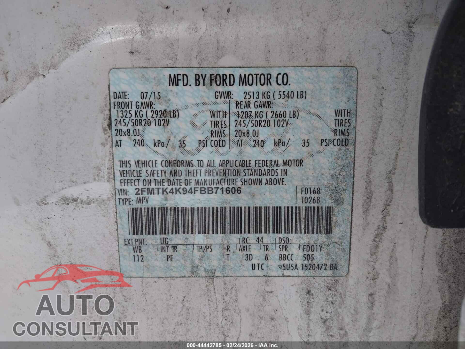 FORD EDGE 2015 - 2FMTK4K94FBB71606