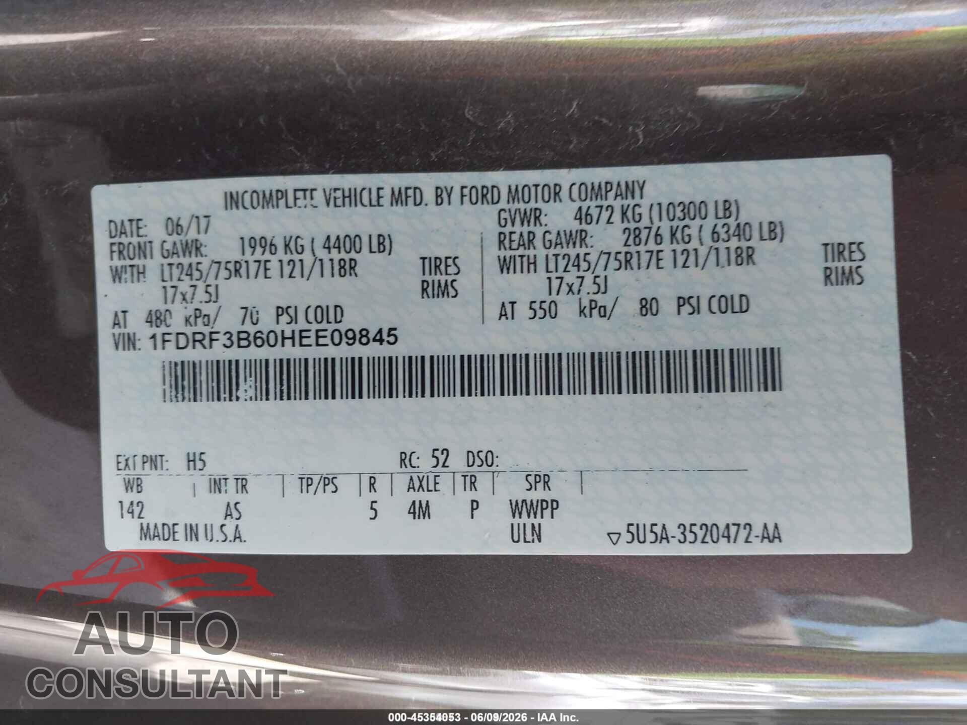 FORD F-350 2017 - 1FDRF3B60HEE09845