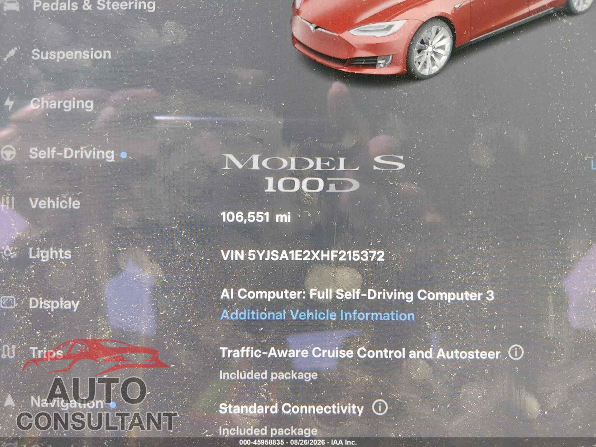 TESLA MODEL S 2017 - 5YJSA1E2XHF215372