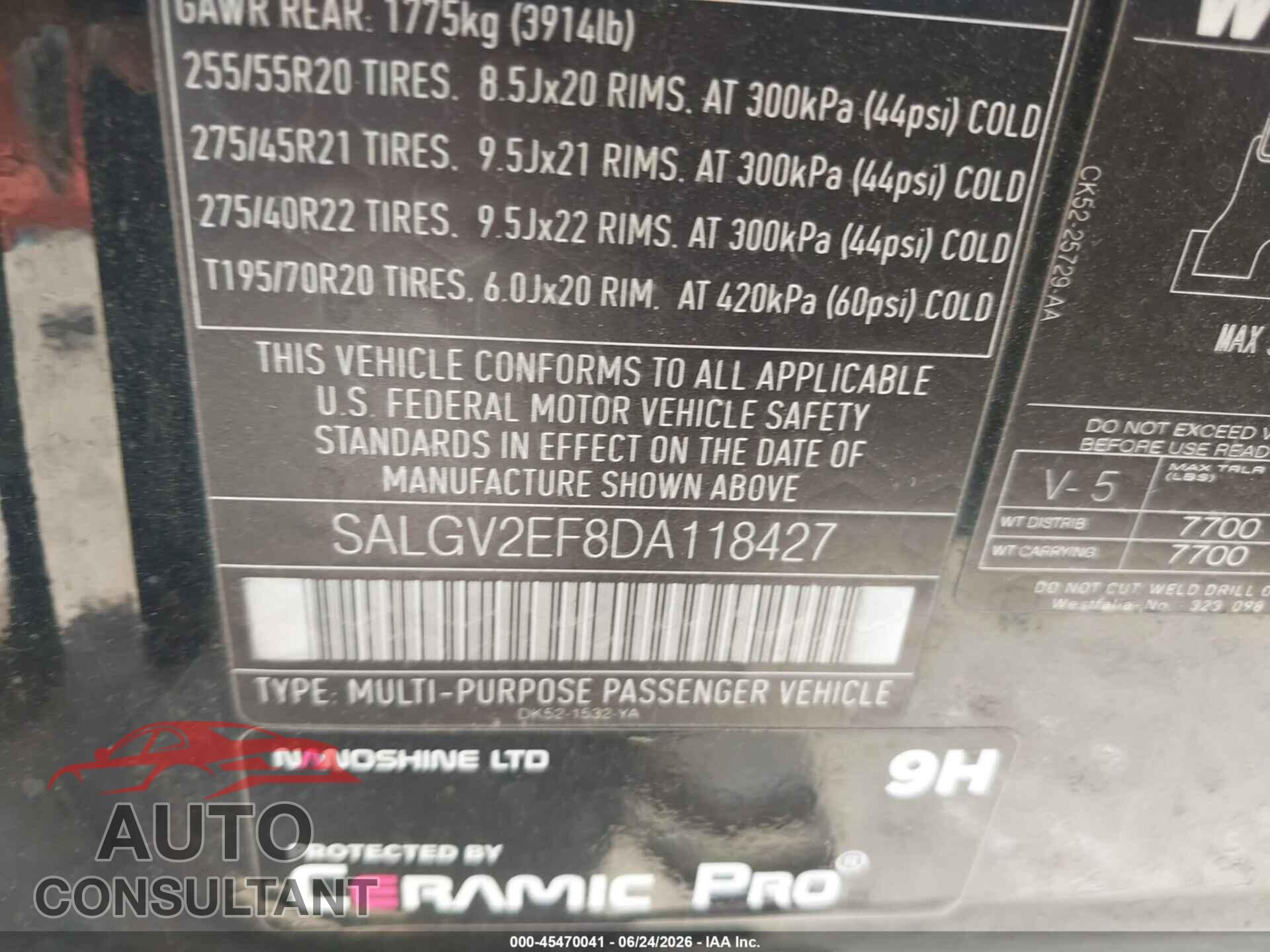 LAND ROVER RANGE ROVER 2013 - SALGV2EF8DA118427
