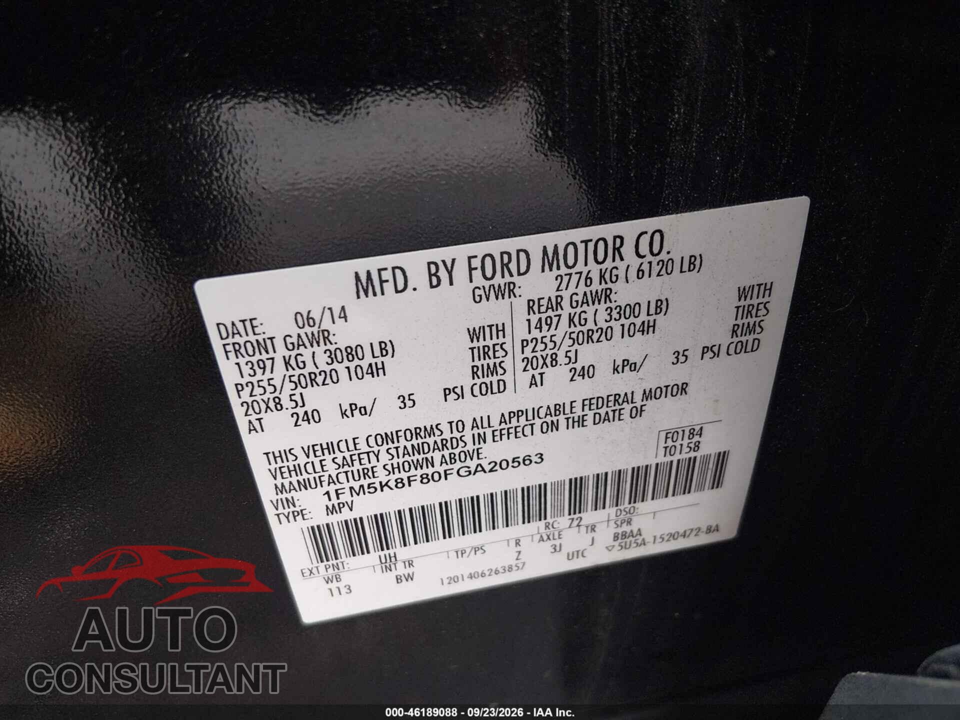 FORD EXPLORER 2015 - 1FM5K8F80FGA20563
