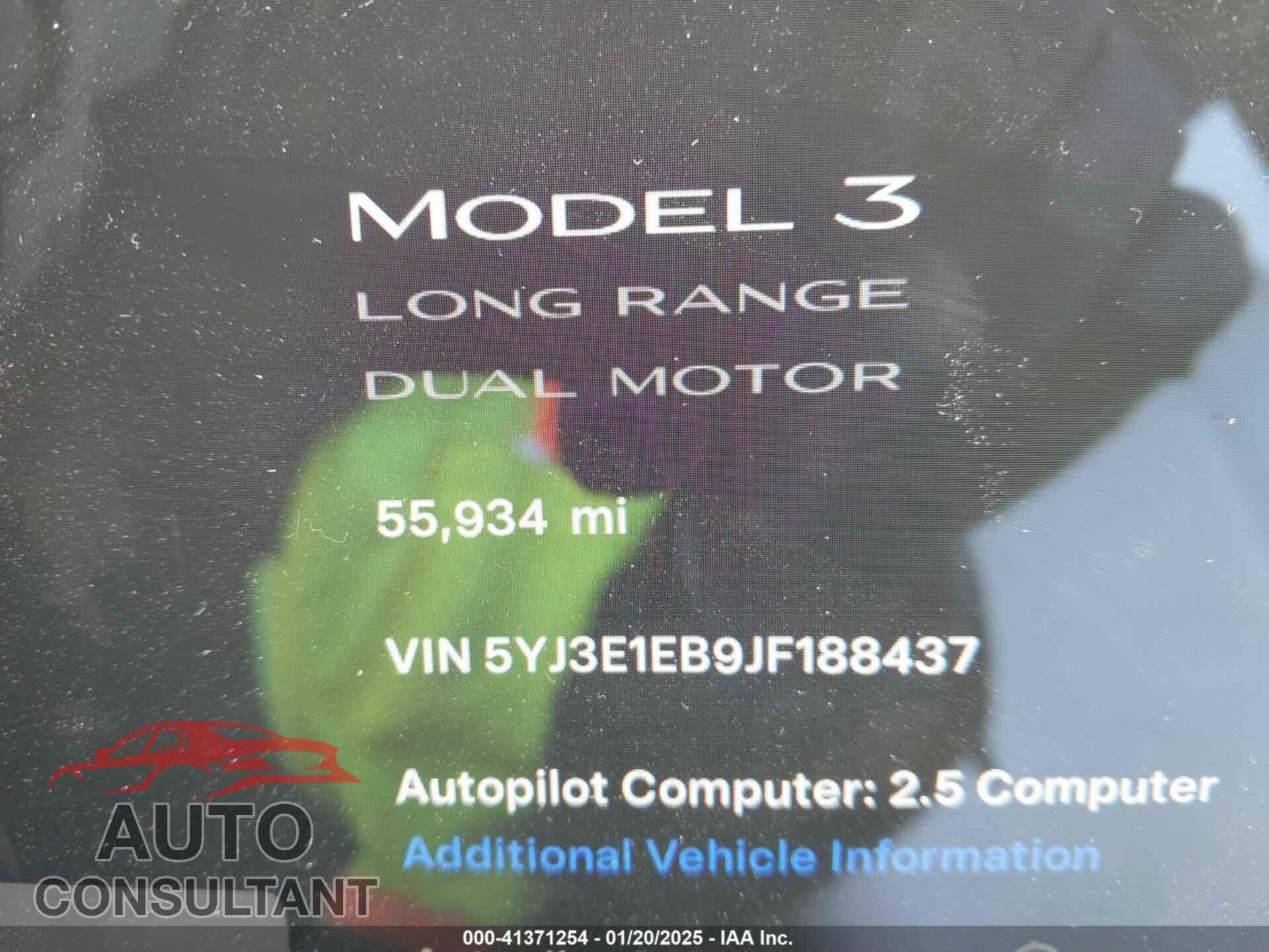 TESLA MODEL 3 2018 - 5YJ3E1EB9JF188437