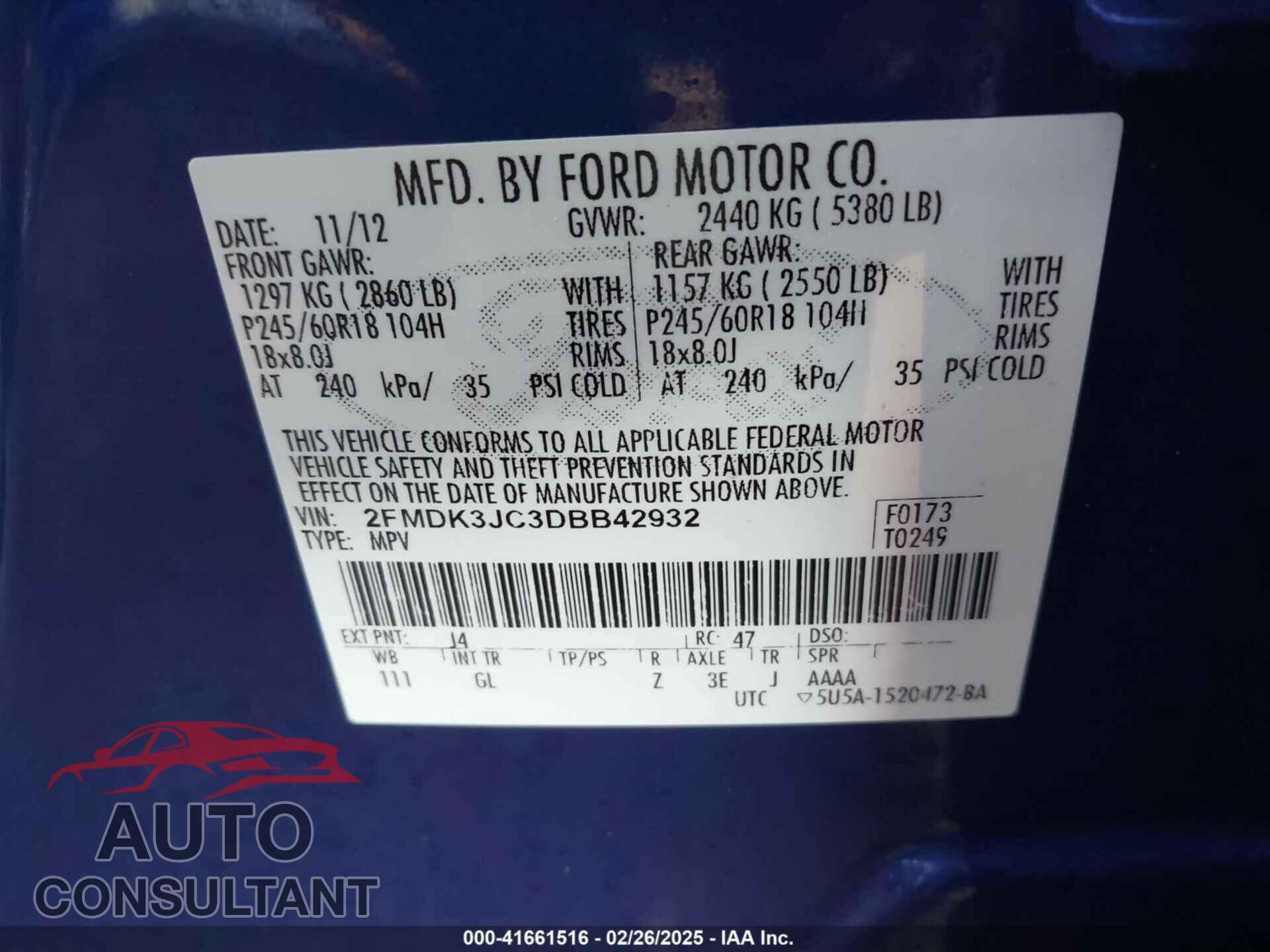 FORD EDGE 2013 - 2FMDK3JC3DBB42932