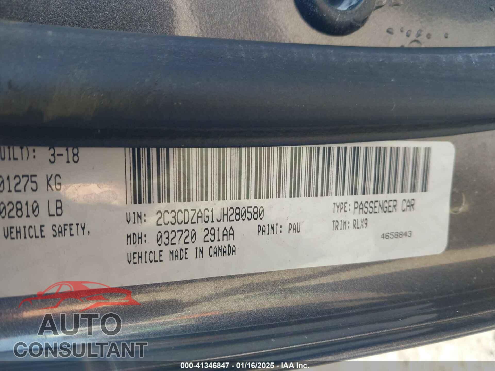 DODGE CHALLENGER 2018 - 2C3CDZAG1JH280580