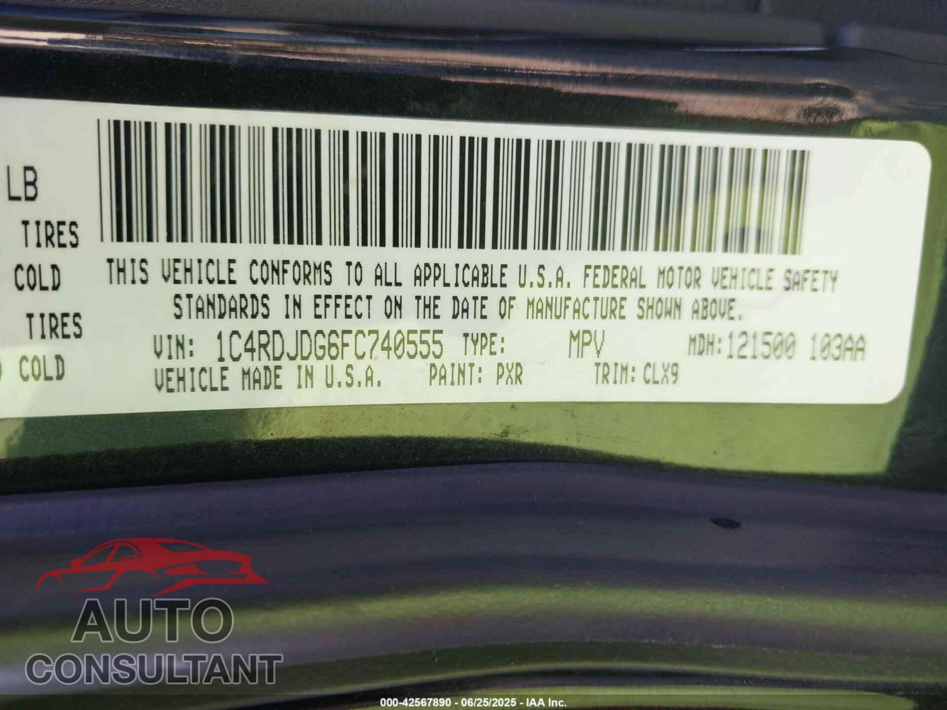 DODGE DURANGO 2015 - 1C4RDJDG6FC740555