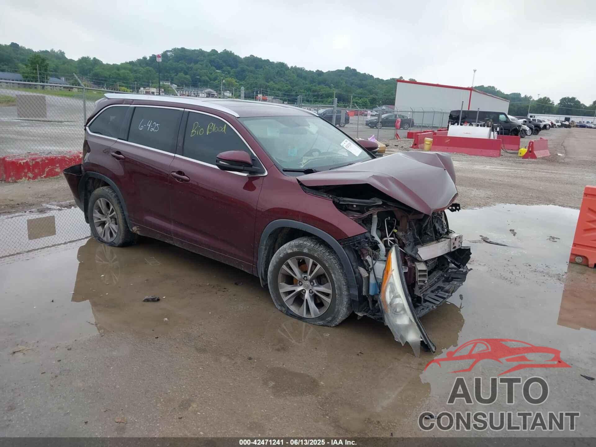 TOYOTA HIGHLANDER 2015 - 5TDJKRFHXFS218808