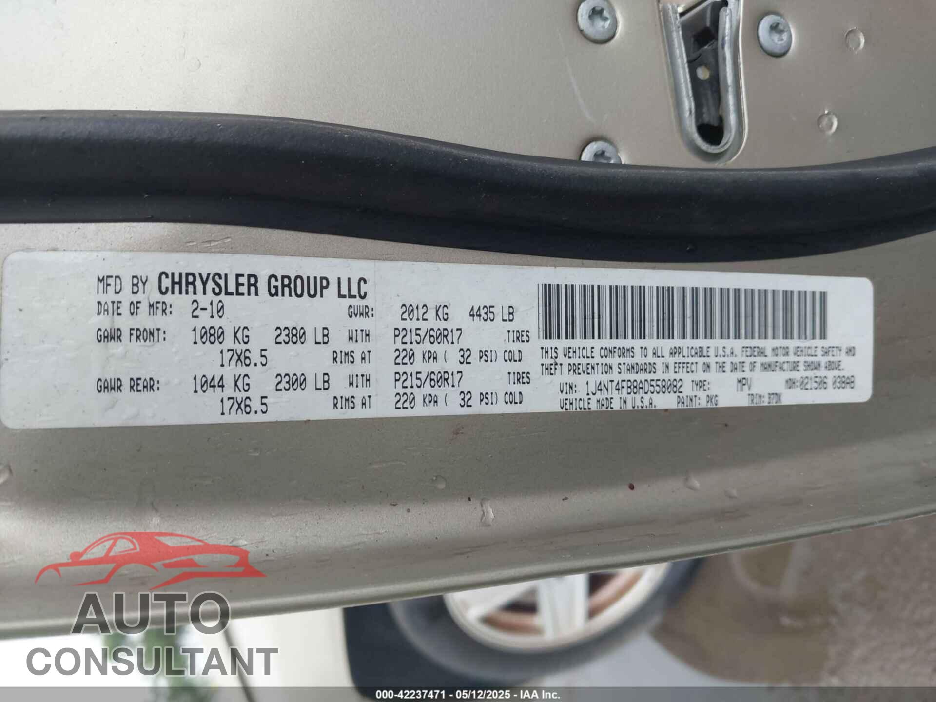 JEEP COMPASS 2010 - 1J4NT4FB8AD558082