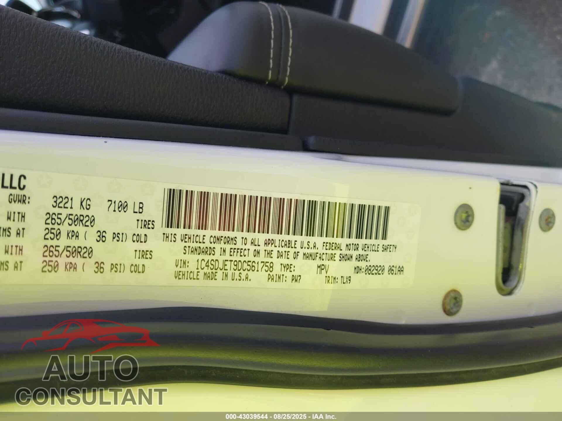 DODGE DURANGO 2013 - 1C4SDJET9DC561758