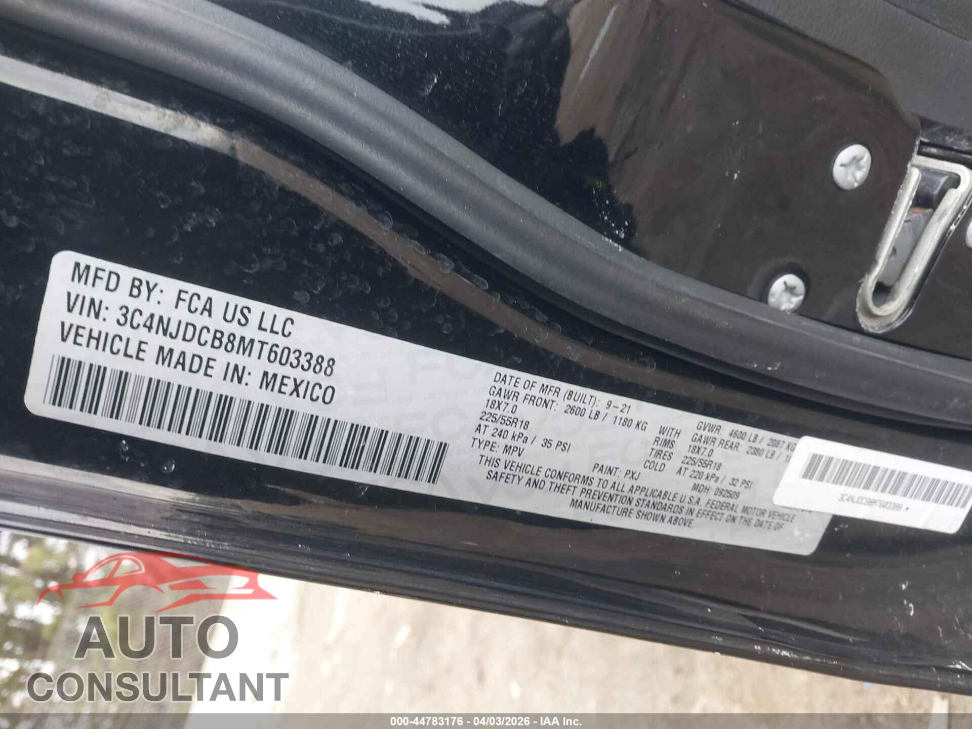 JEEP COMPASS 2021 - 3C4NJDCB8MT603388
