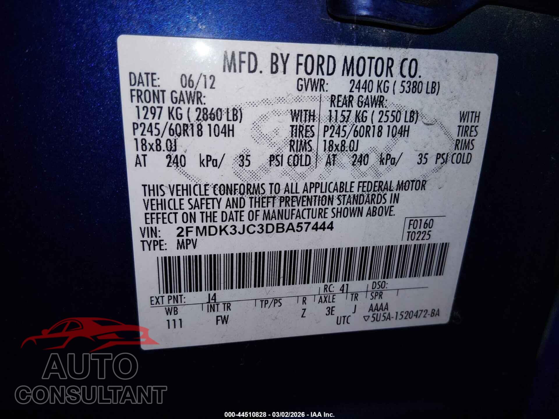 FORD EDGE 2013 - 2FMDK3JC3DBA57444