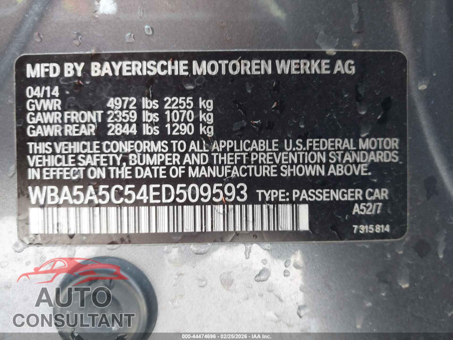 BMW 528I 2014 - WBA5A5C54ED509593