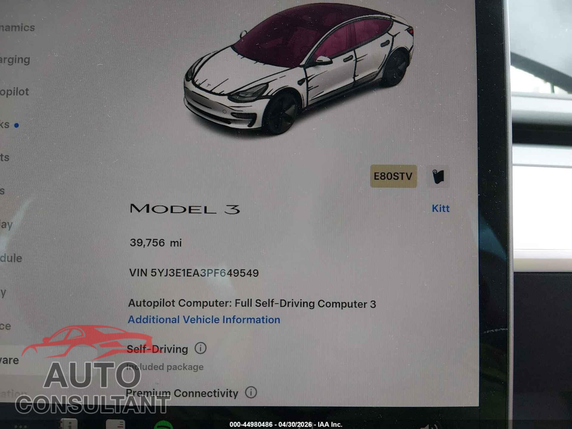 TESLA MODEL 3 2023 - 5YJ3E1EA3PF649549