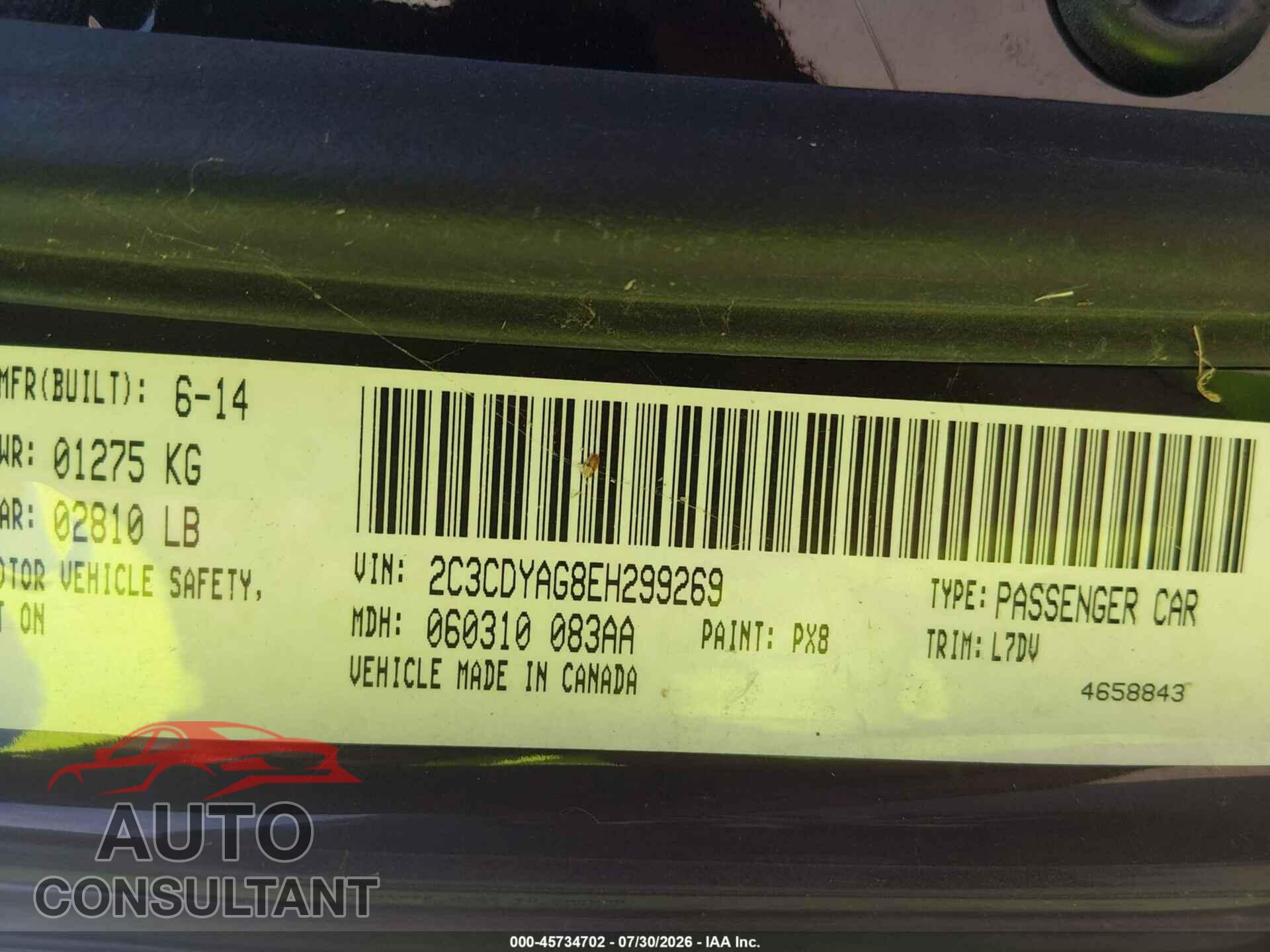 DODGE CHALLENGER 2014 - 2C3CDYAG8EH299269
