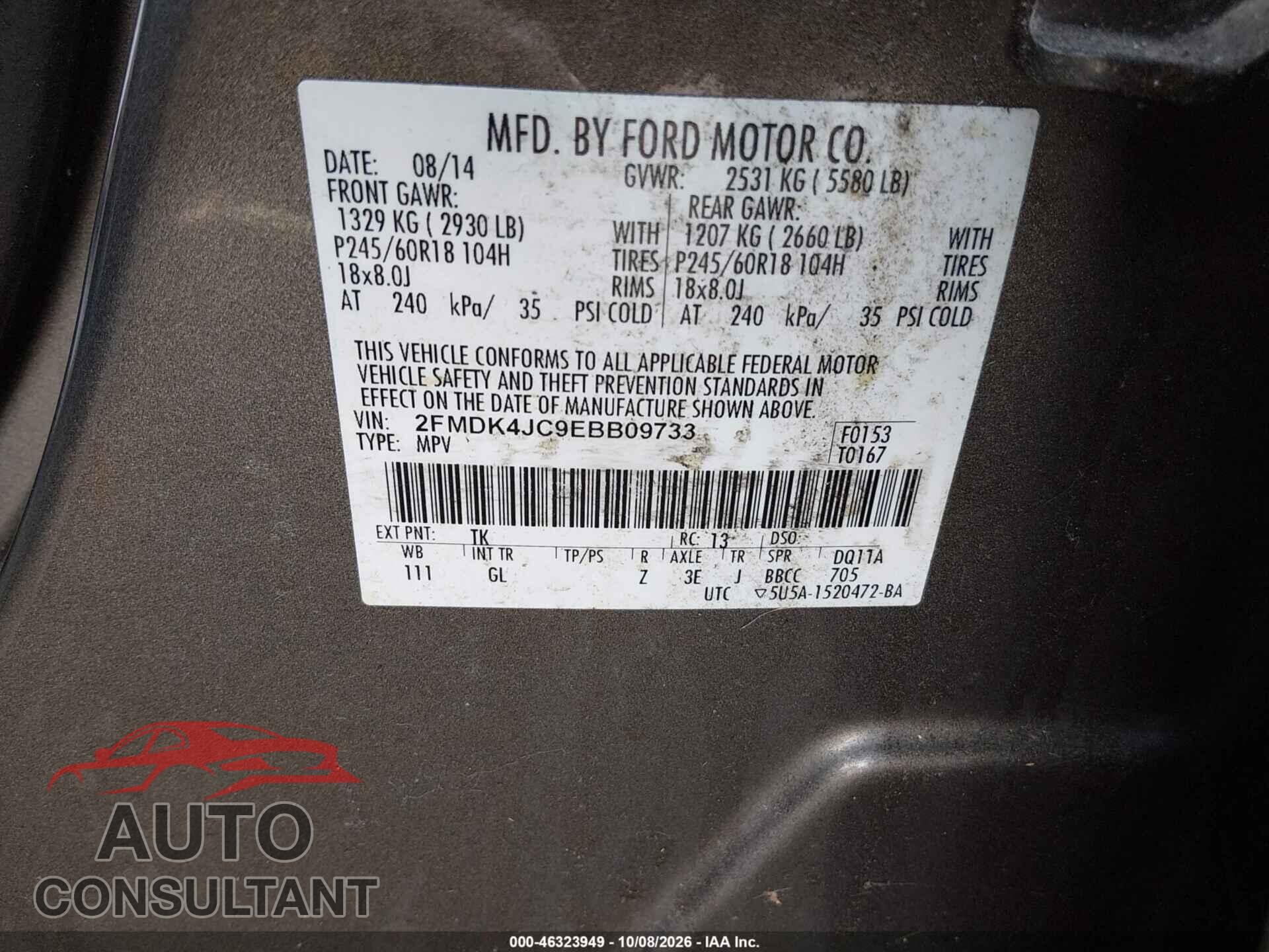 FORD EDGE 2014 - 2FMDK4JC9EBB09733