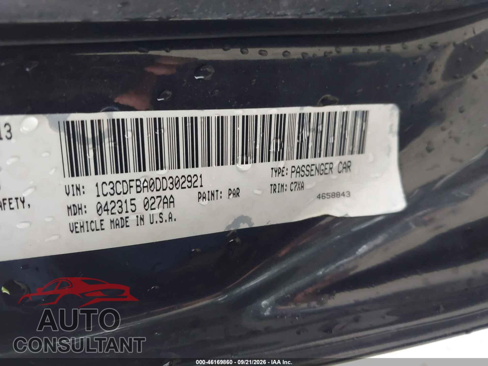 DODGE DART 2013 - 1C3CDFBA0DD302921