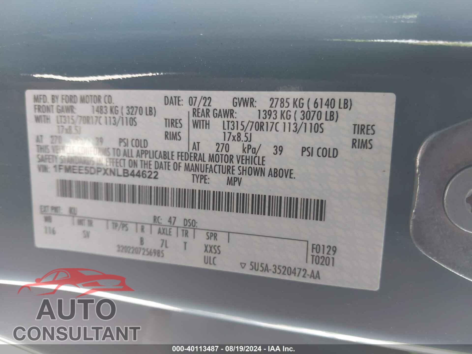 FORD BRONCO 2022 - 1FMEE5DPXNLB44622