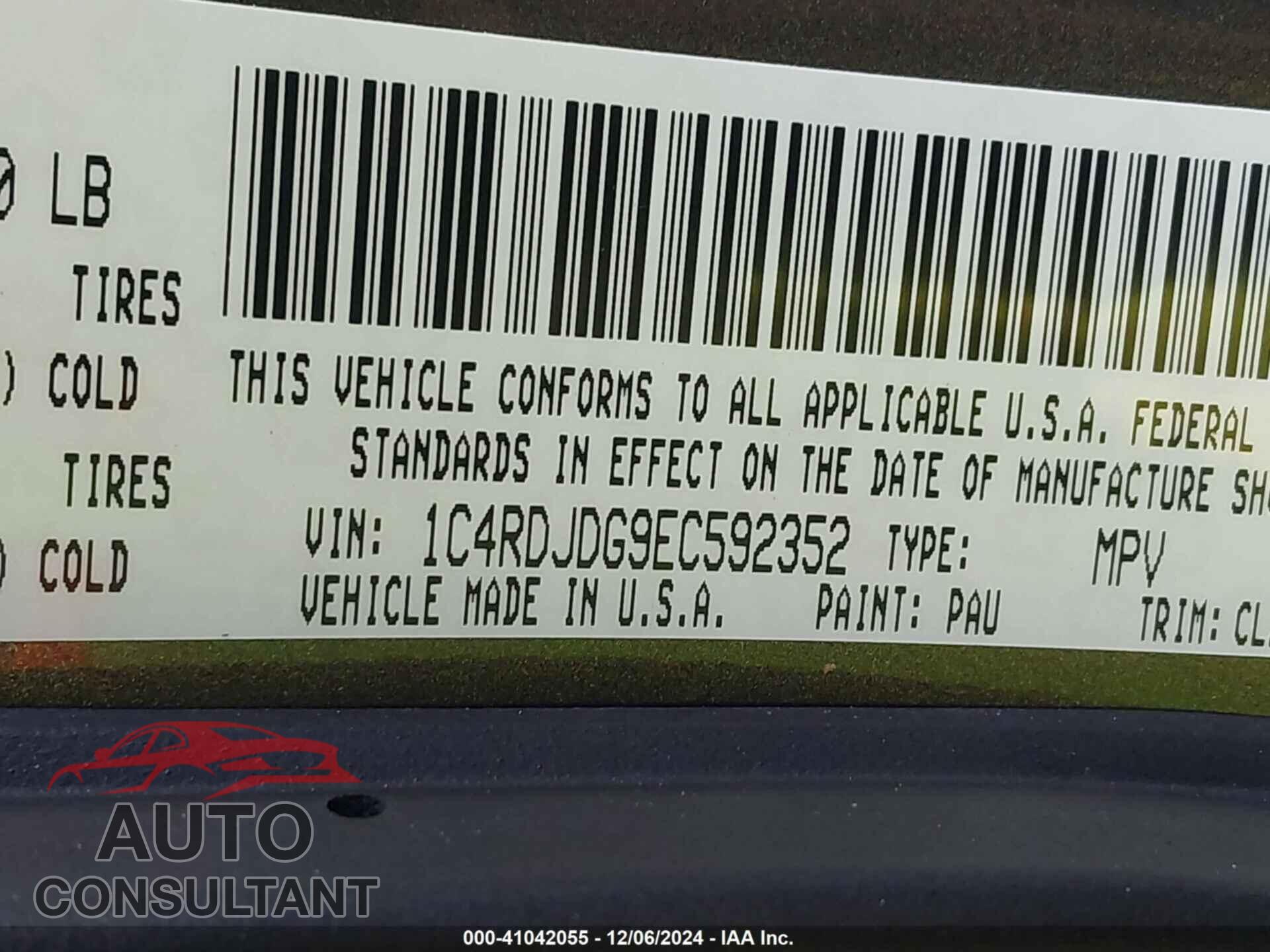 DODGE DURANGO 2014 - 1C4RDJDG9EC592352