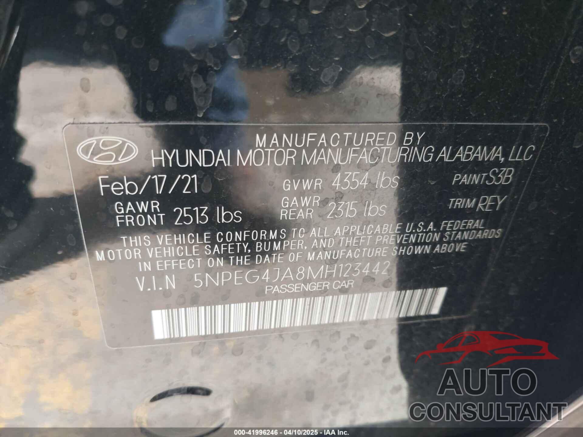 HYUNDAI SONATA 2021 - 5NPEG4JA8MH123442