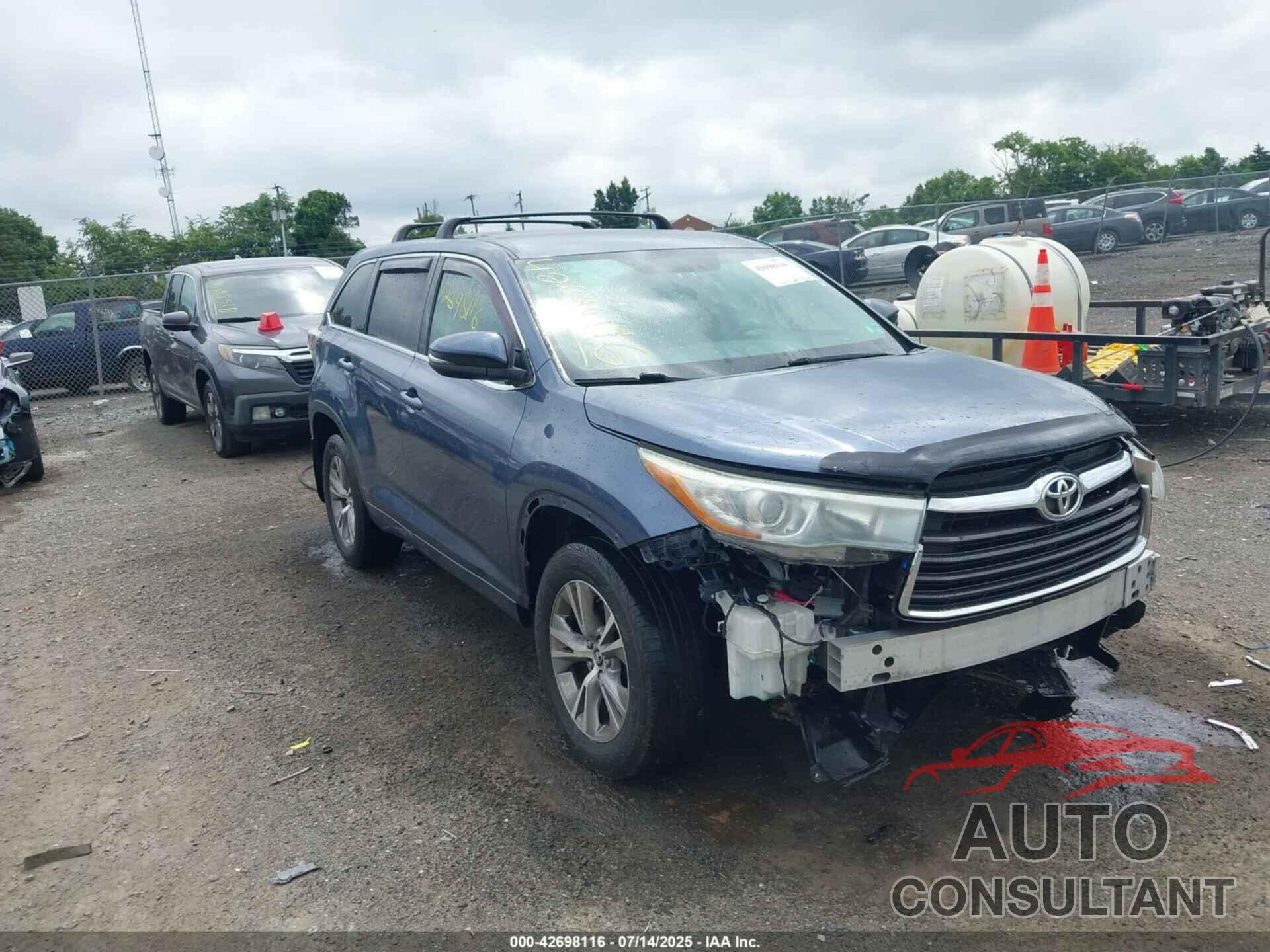 TOYOTA HIGHLANDER 2016 - 5TDBKRFH9GS325449