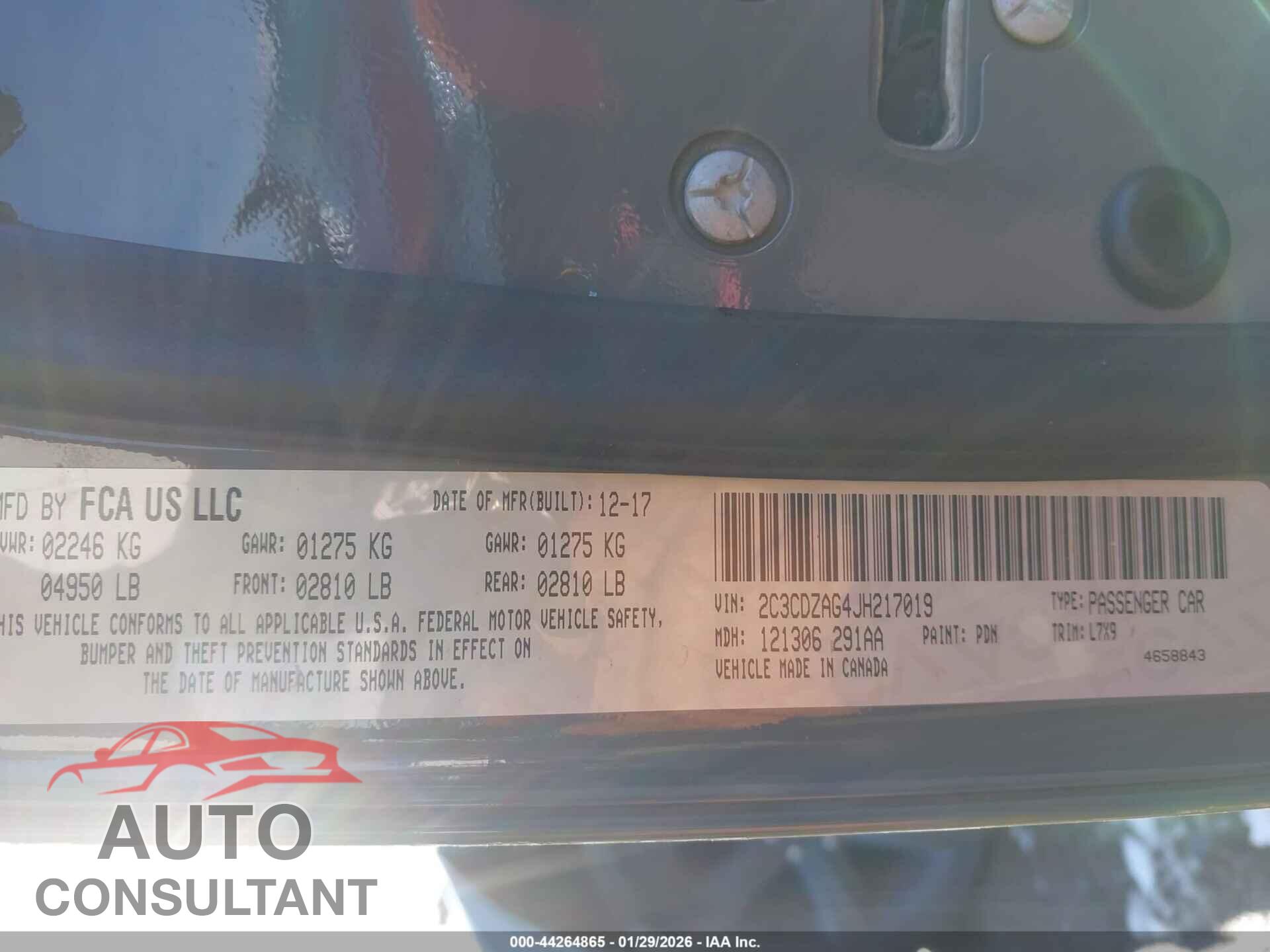 DODGE CHALLENGER 2018 - 2C3CDZAG4JH217019