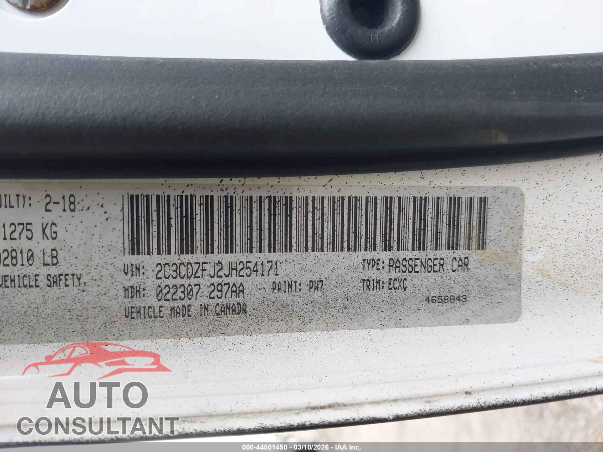 DODGE CHALLENGER 2018 - 2C3CDZFJ2JH254171