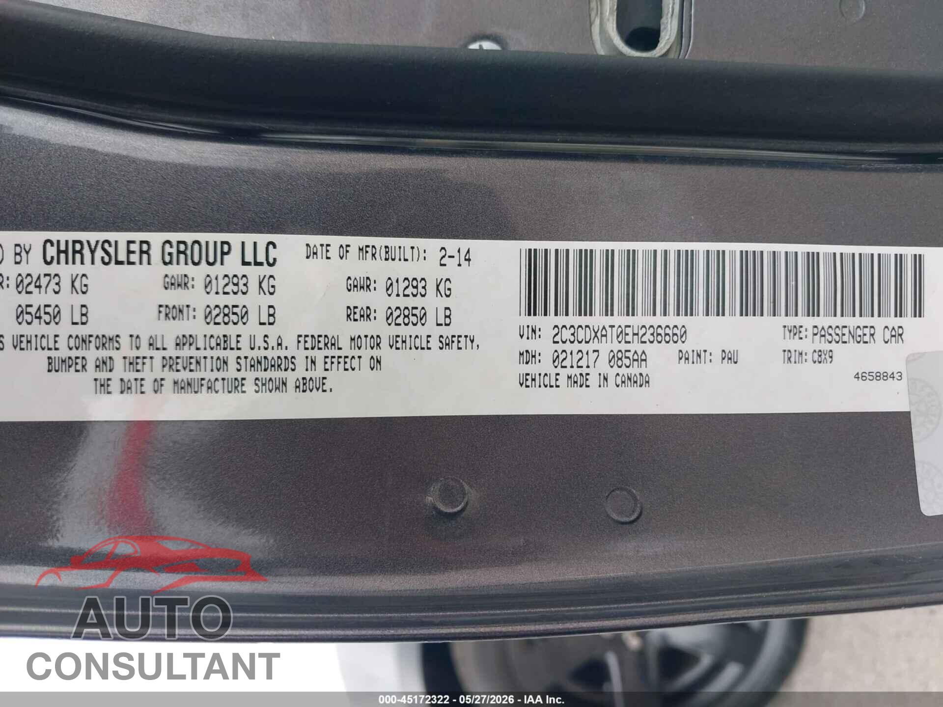 DODGE CHARGER 2014 - 2C3CDXAT0EH236660
