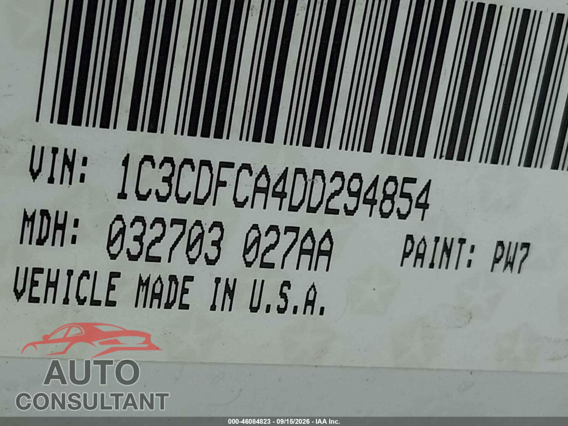 DODGE DART 2013 - 1C3CDFCA4DD294854
