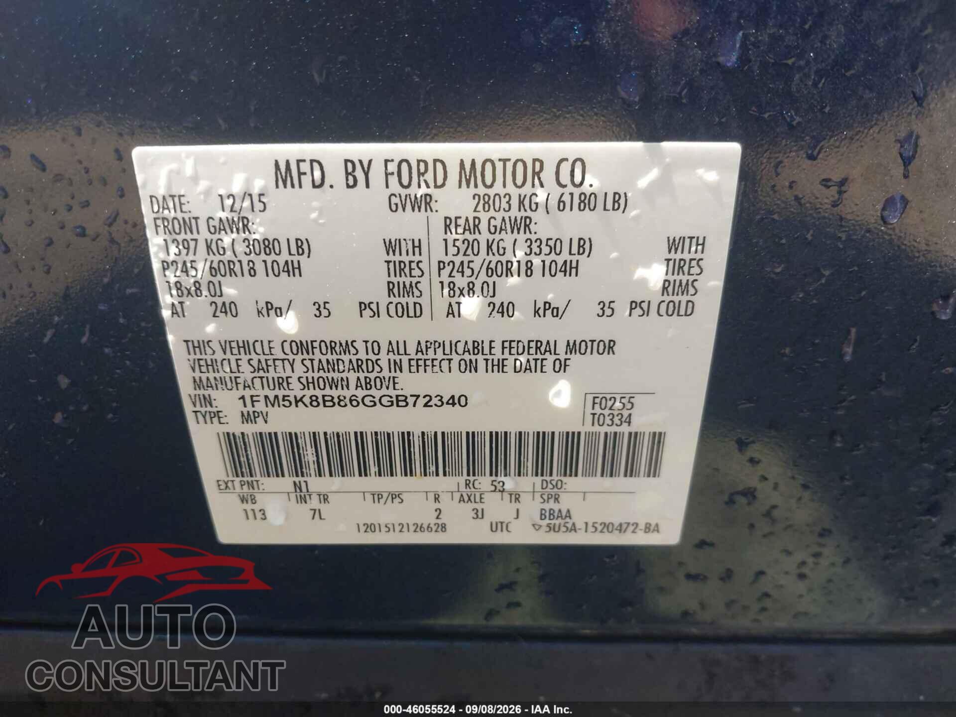 FORD EXPLORER 2016 - 1FM5K8B86GGB72340