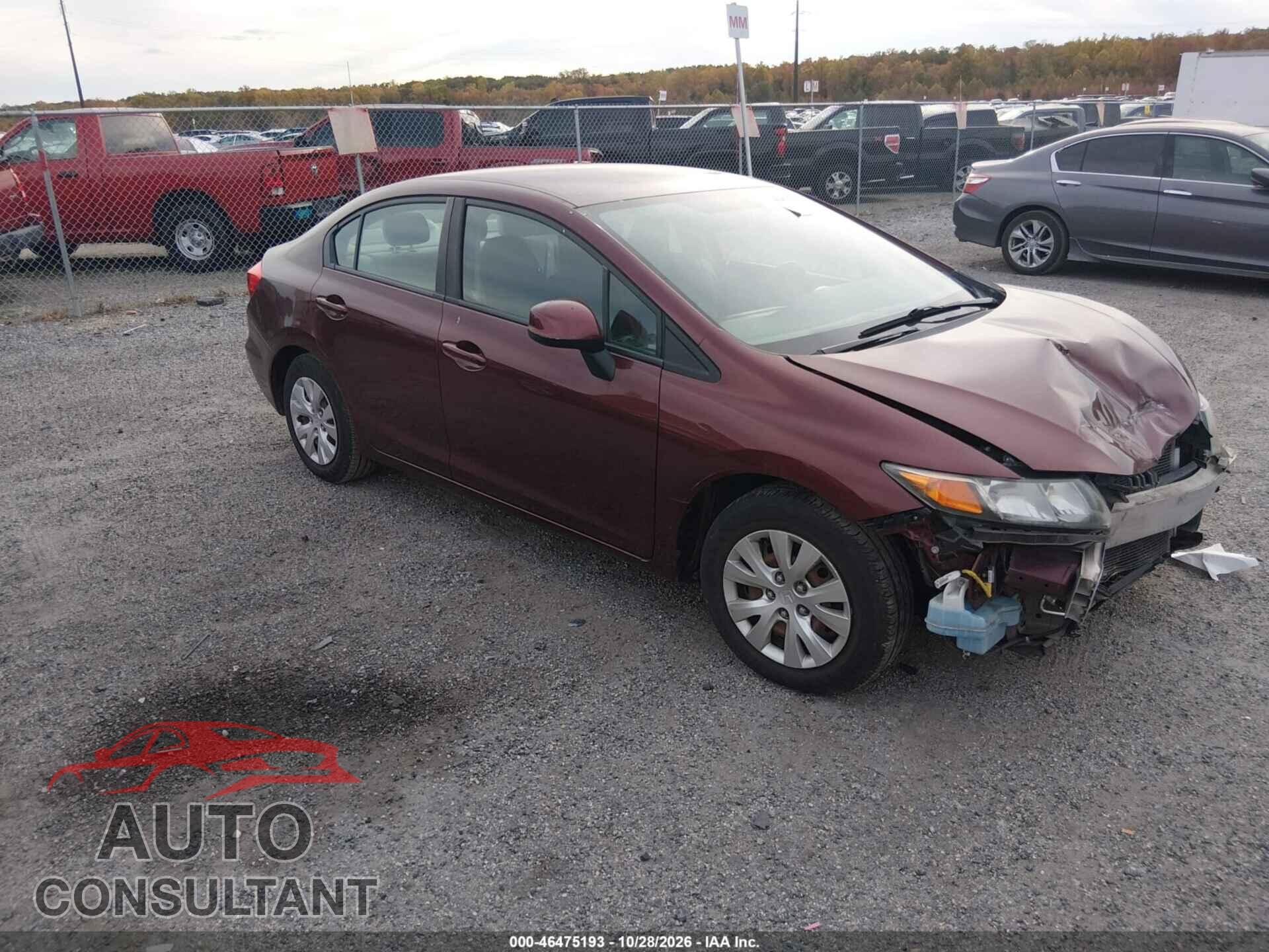 HONDA CIVIC 2012 - 19XFB2F5XCE390362