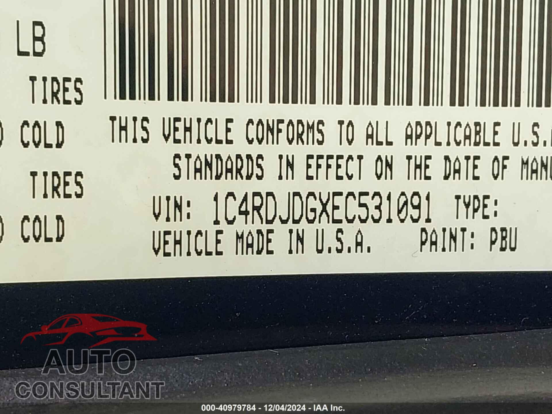 DODGE DURANGO 2014 - 1C4RDJDGXEC531091