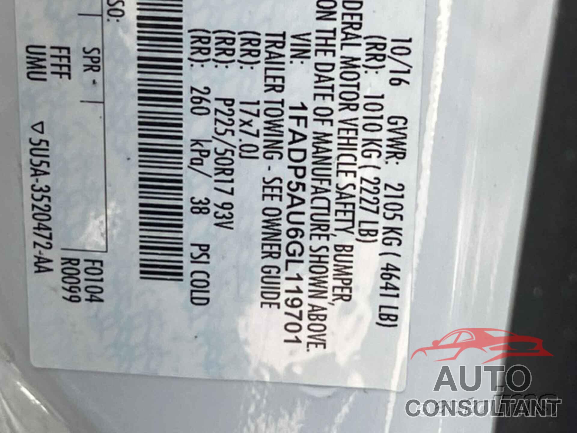 FORD C-MAX 2016 - 1FADP5AU6GL119701