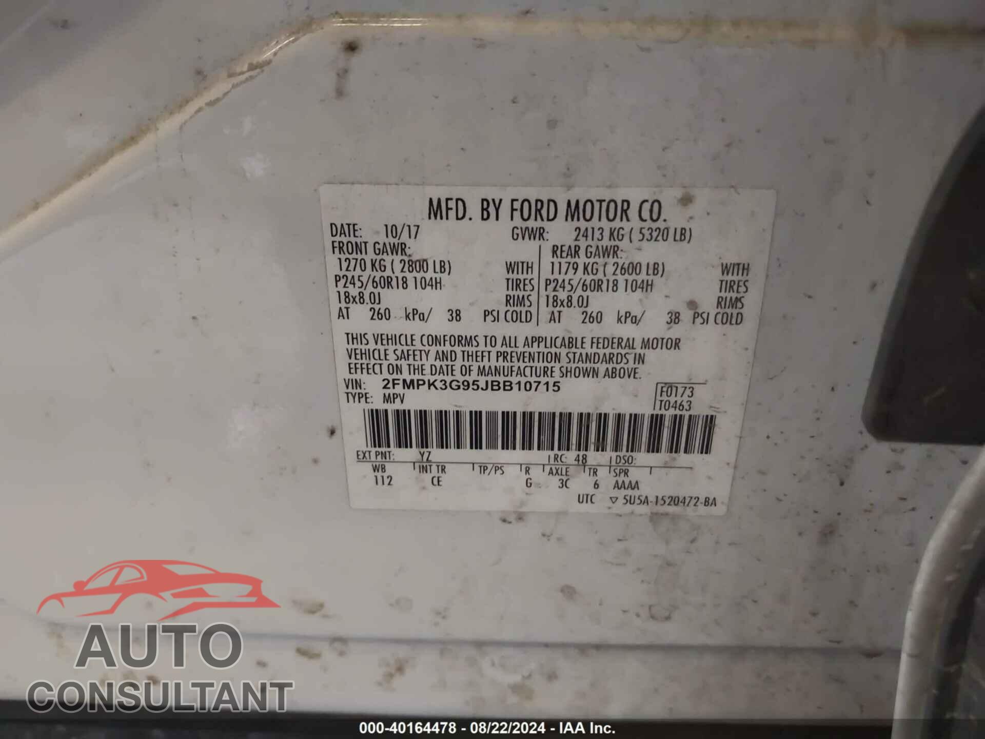 FORD EDGE 2018 - 2FMPK3G95JBB10715