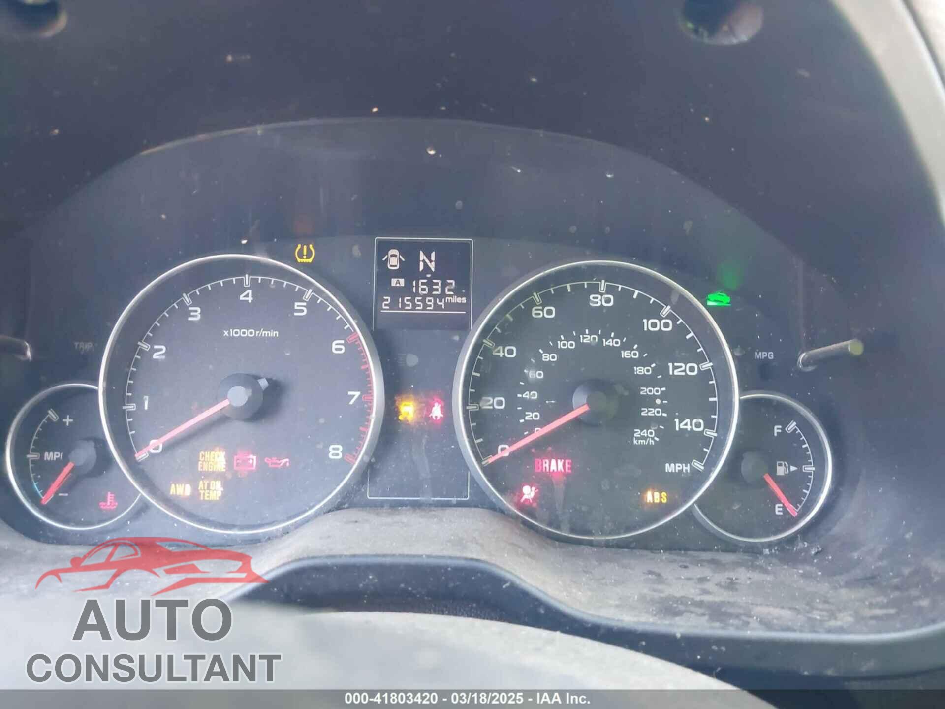 SUBARU OUTBACK 2013 - 4S4BRCCC3D3237202