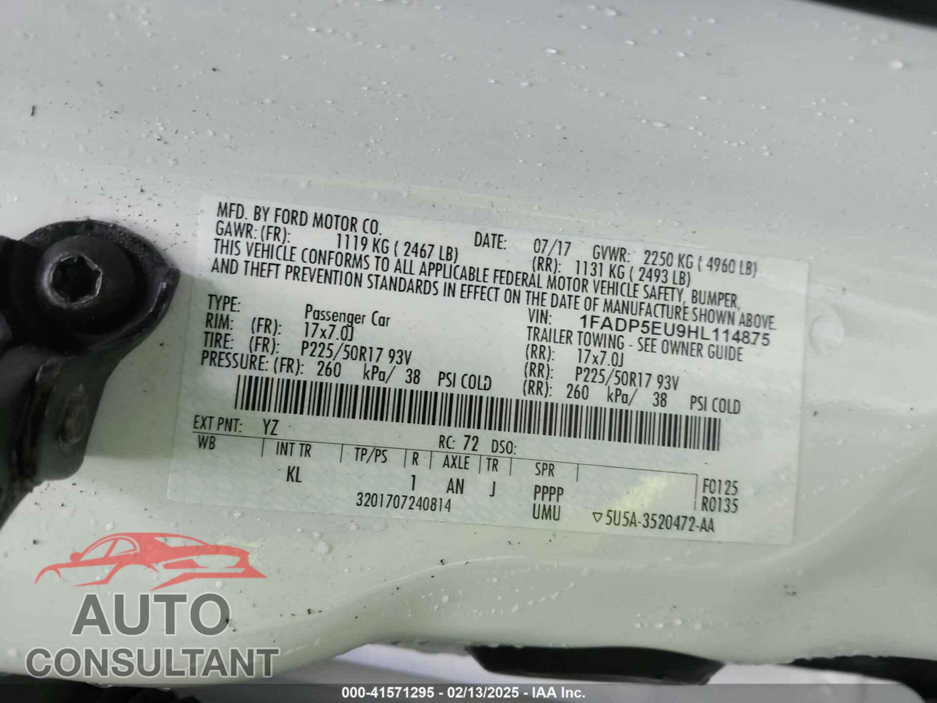 FORD C-MAX ENERGI 2017 - 1FADP5EU9HL114875