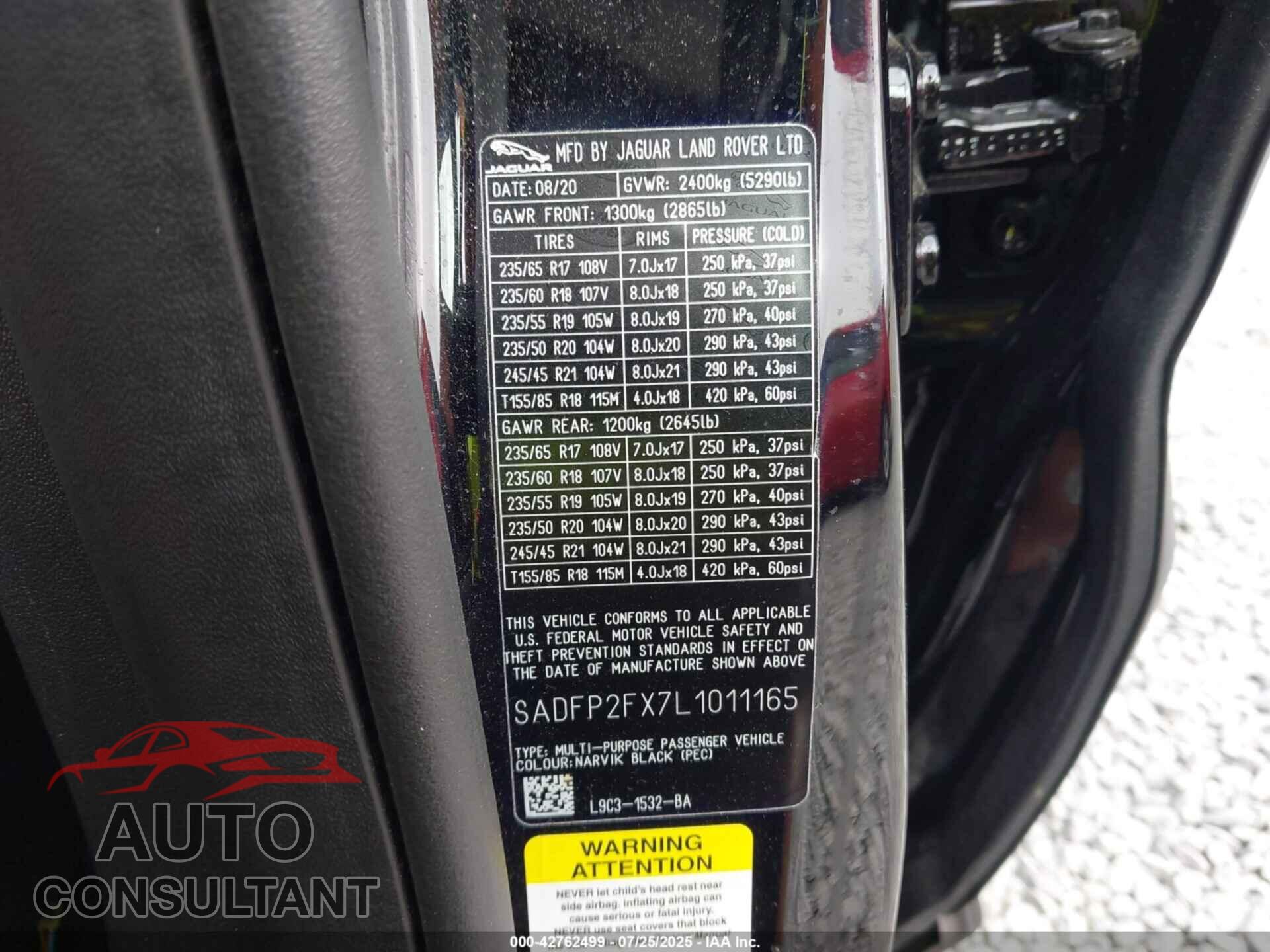 JAGUAR E-PACE 2020 - SADFP2FX7L1011165