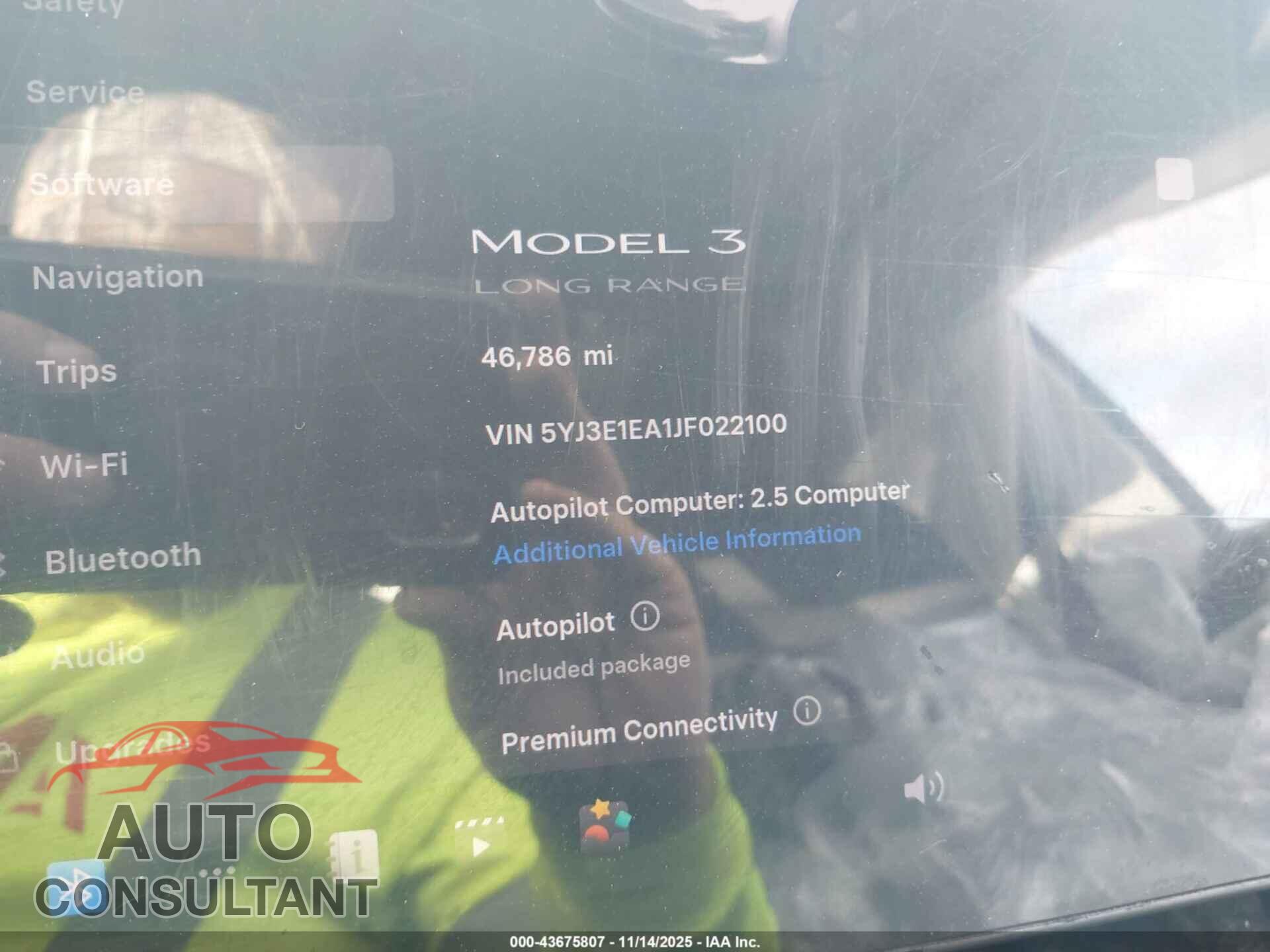 TESLA MODEL 3 2018 - 5YJ3E1EA1JF022100