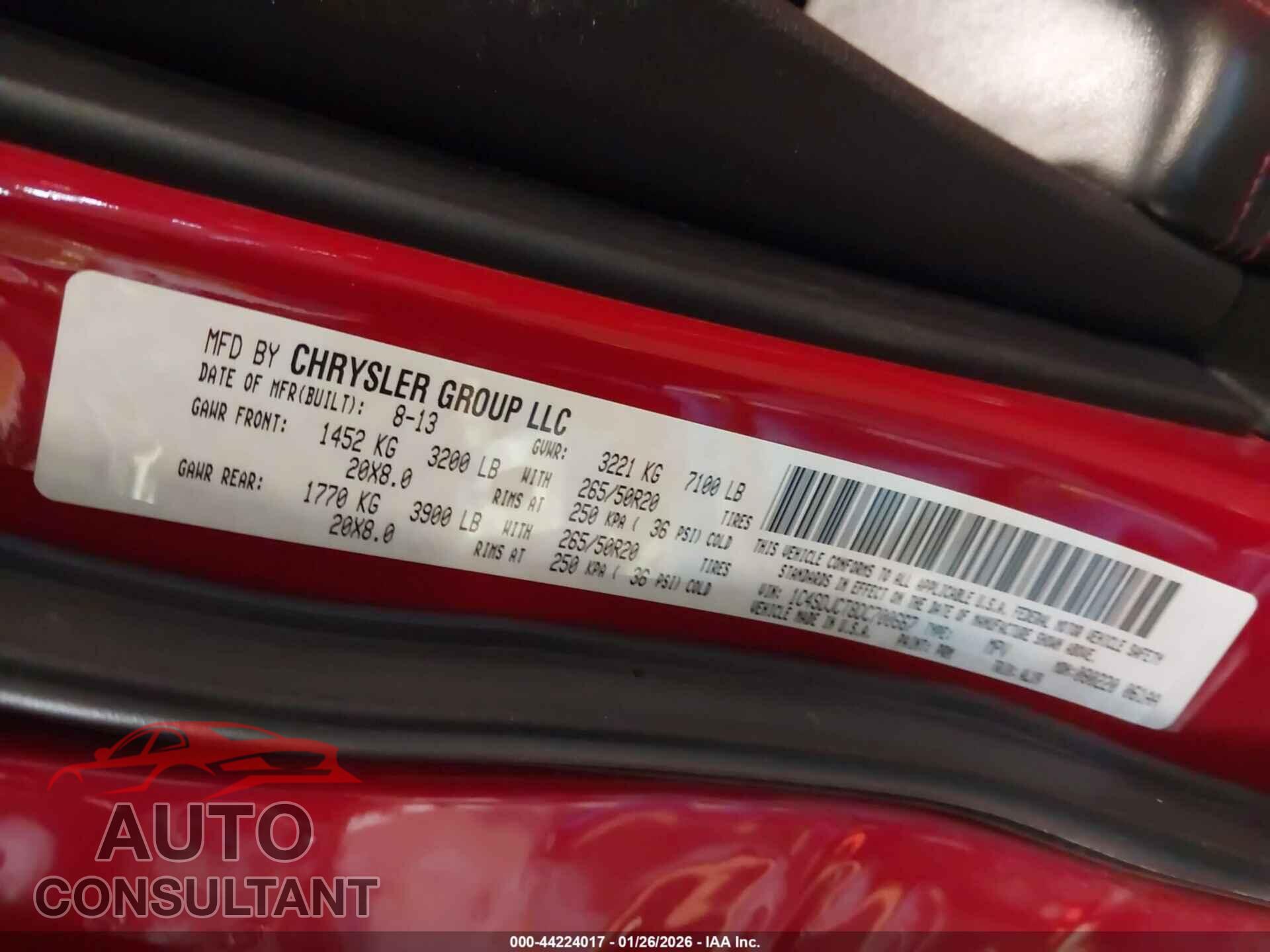 DODGE DURANGO 2013 - 1C4SDJCT8DC700667