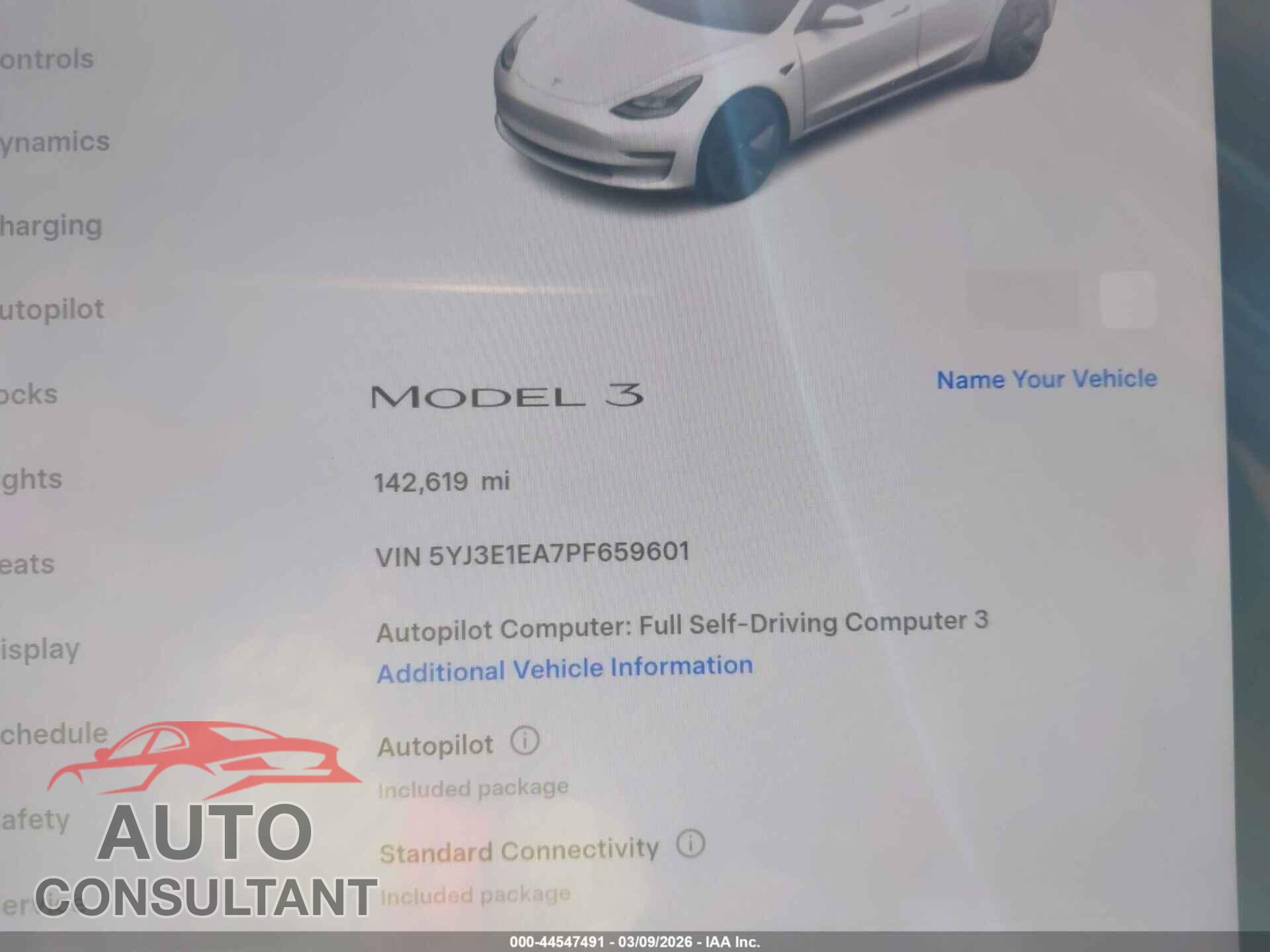 TESLA MODEL 3 2023 - 5YJ3E1EA7PF659601