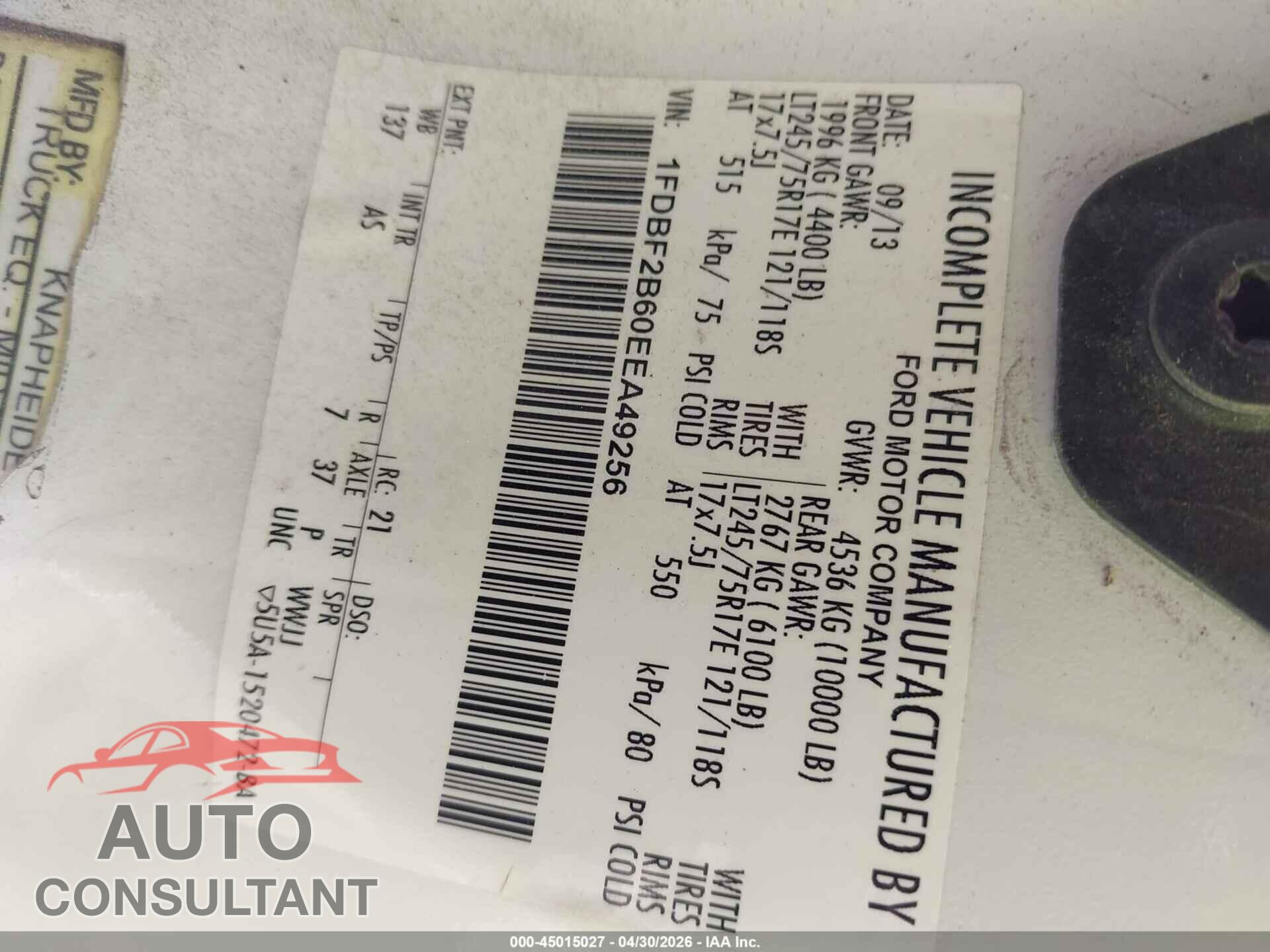 FORD F-250 2014 - 1FDBF2B60EEA49256