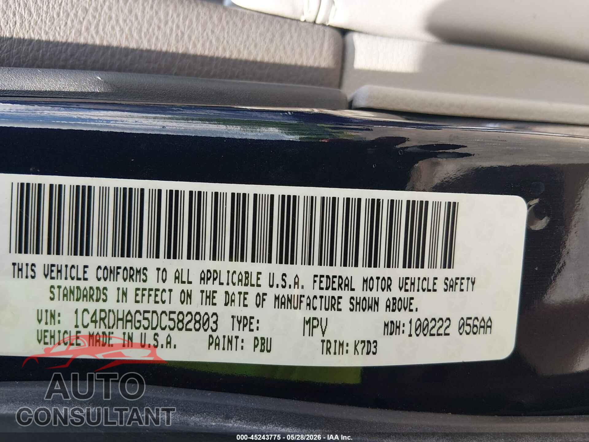DODGE DURANGO 2013 - 1C4RDHAG5DC582803