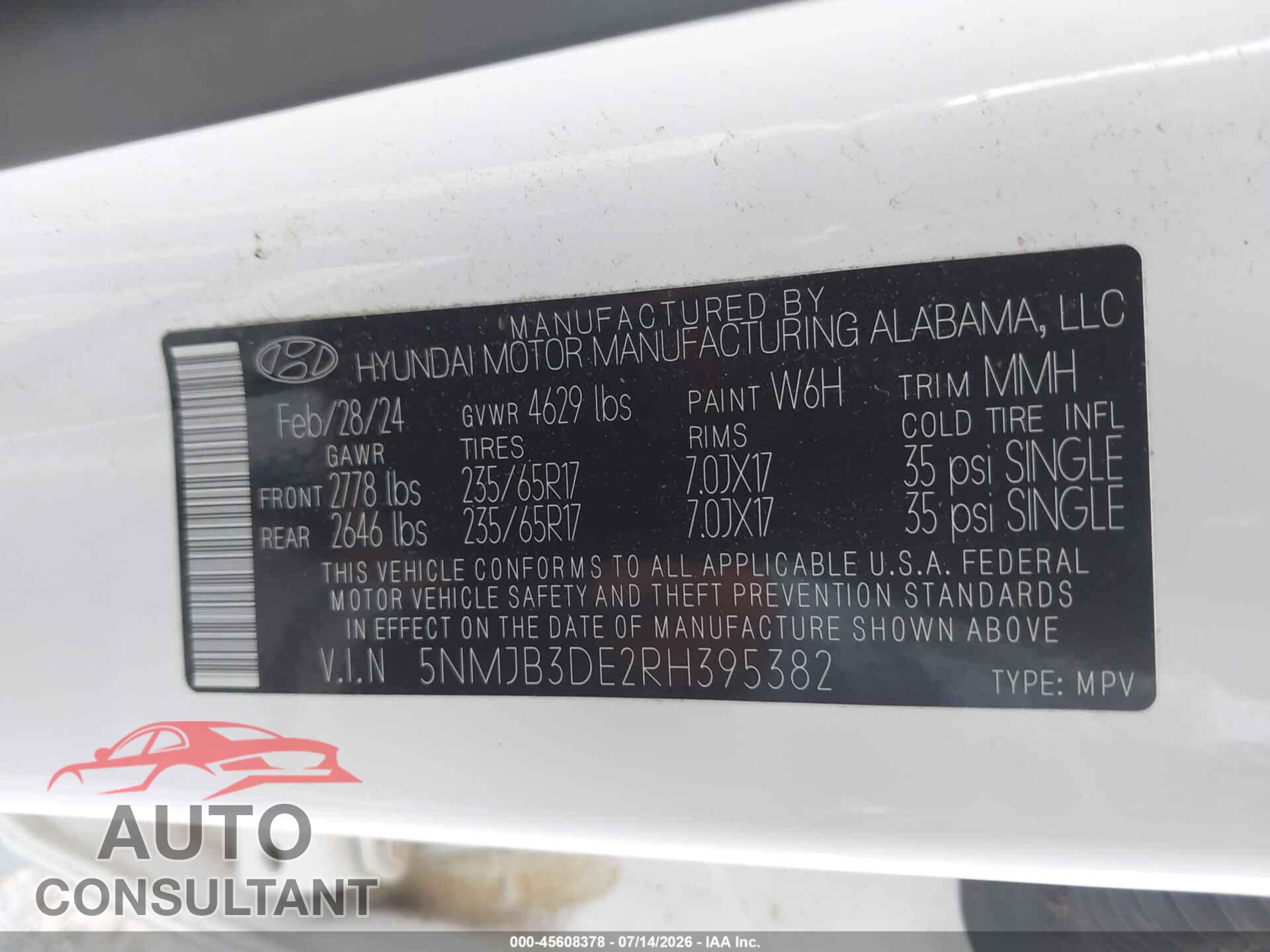 HYUNDAI TUCSON 2024 - 5NMJB3DE2RH395382