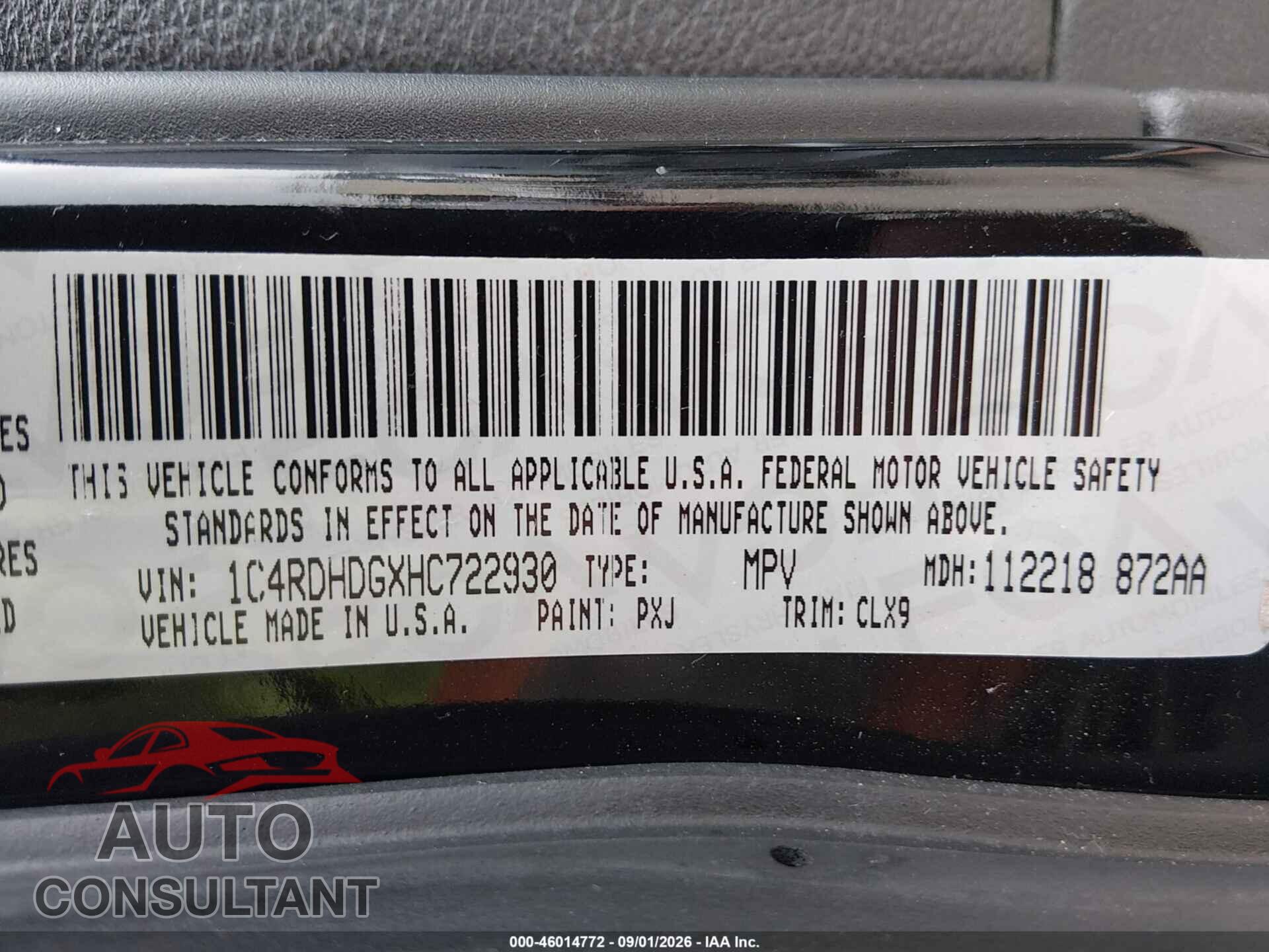 DODGE DURANGO 2017 - 1C4RDHDGXHC722930