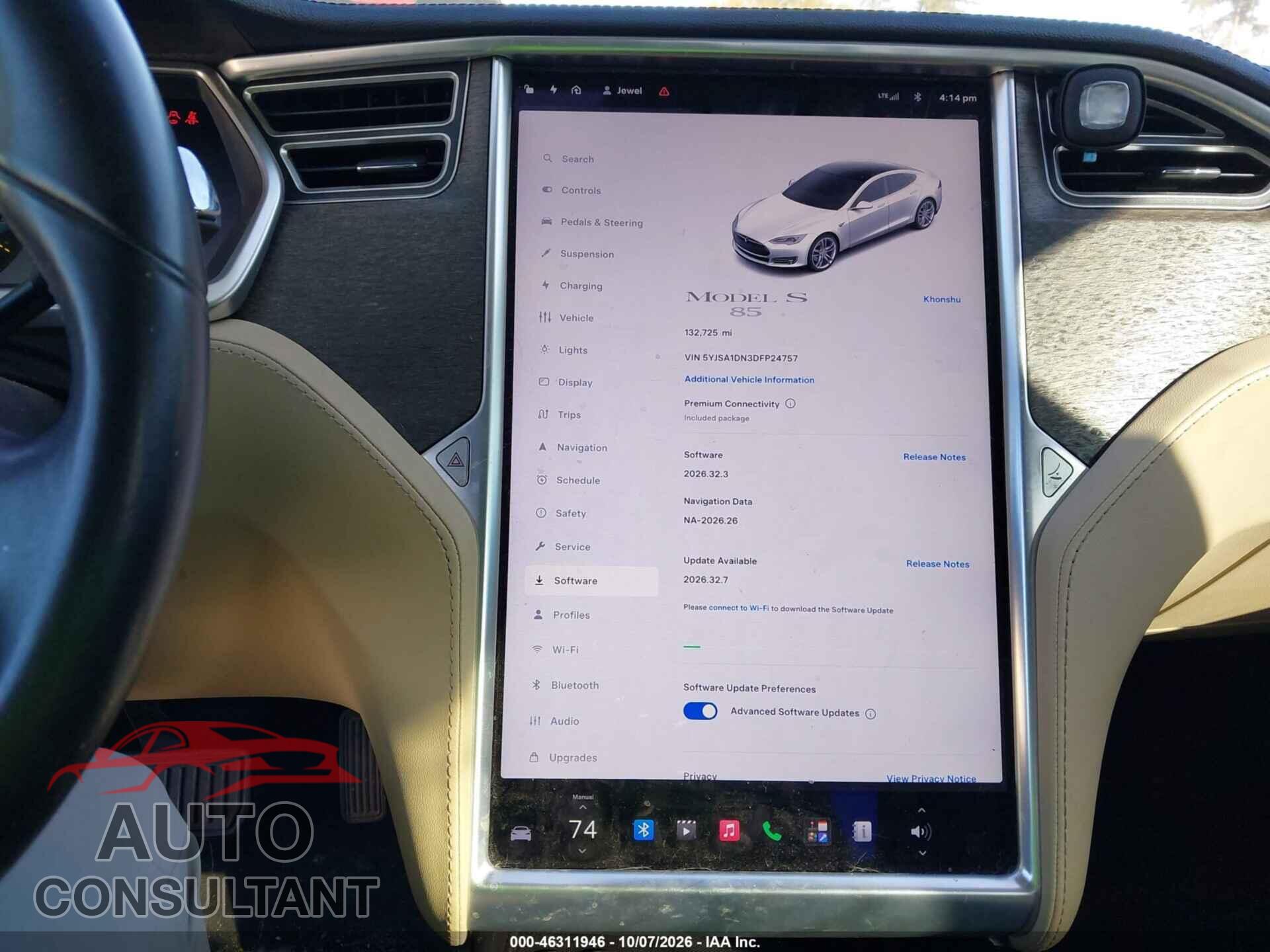 TESLA MODEL S 2013 - 5YJSA1DN3DFP24757