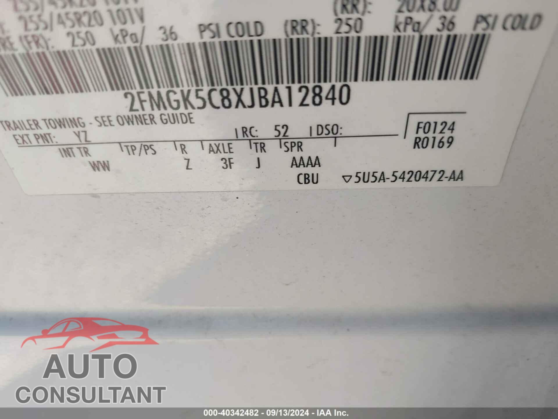 FORD FLEX 2018 - 2FMGK5C8XJBA12840